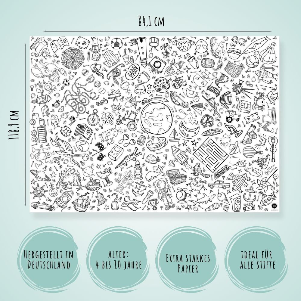 Ausmal - Tischdecke aus Papier "Entdecker" Jeka - malmichbunt.de