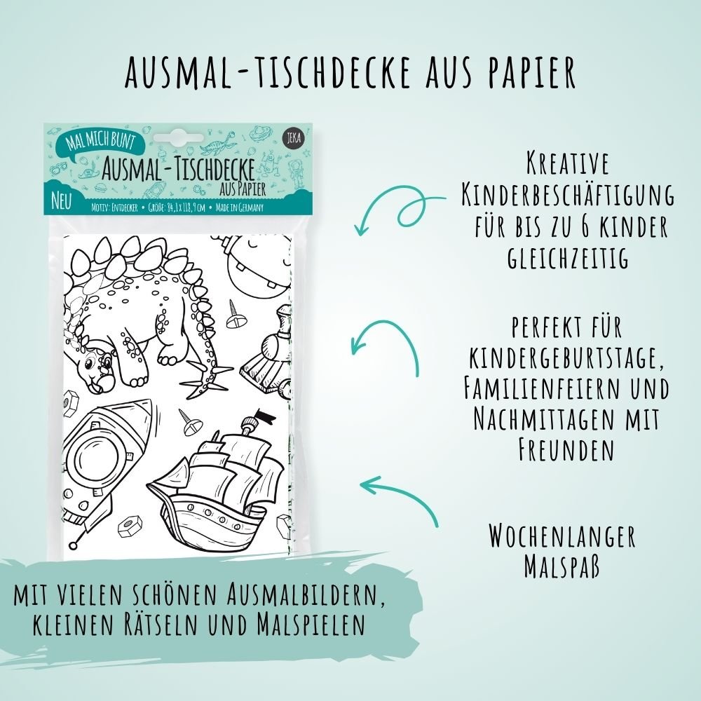 Ausmal - Tischdecke aus Papier "Entdecker" Jeka - malmichbunt.de