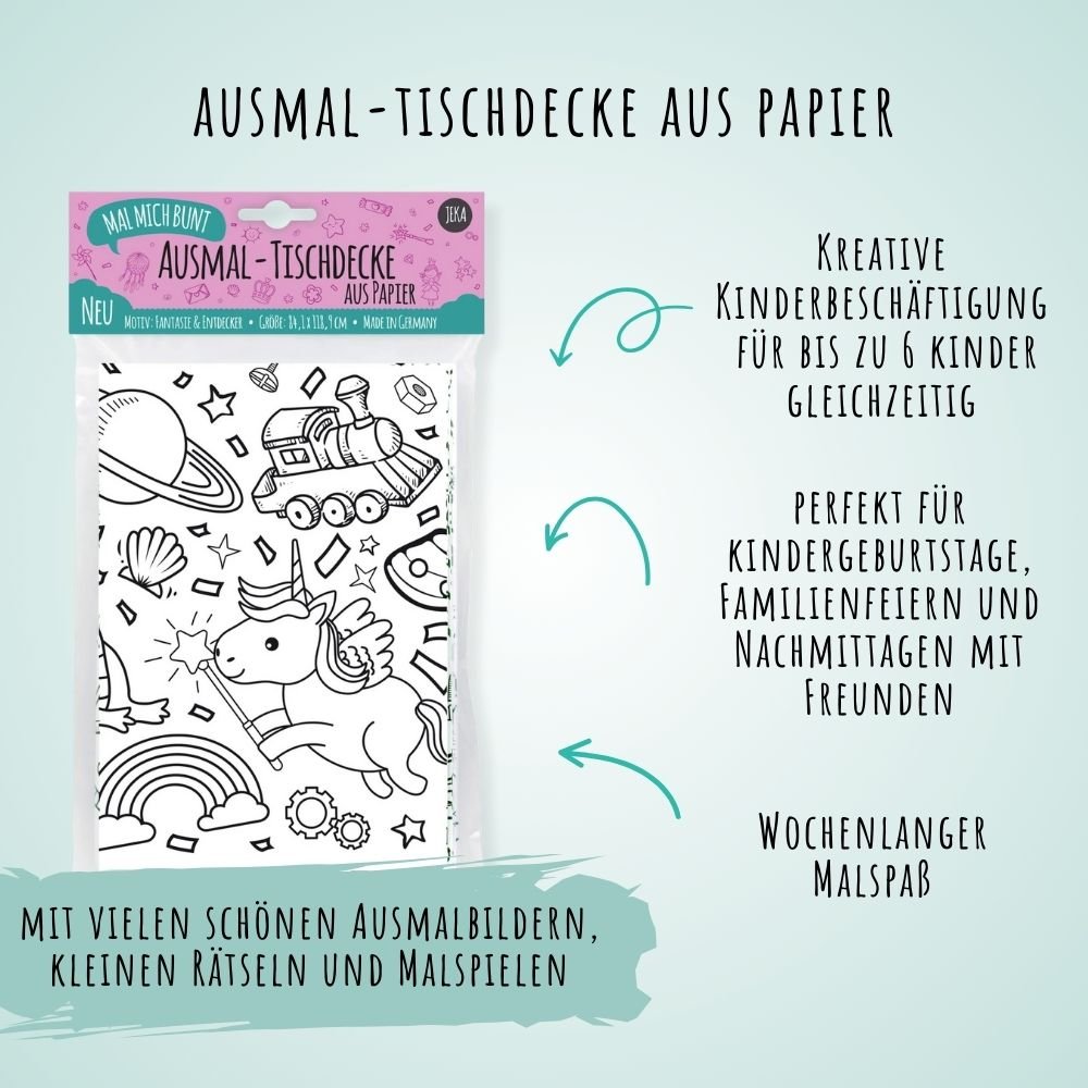 Ausmal - Tischdecke aus Papier Fantasie & Entdecker Jeka - malmichbunt.de