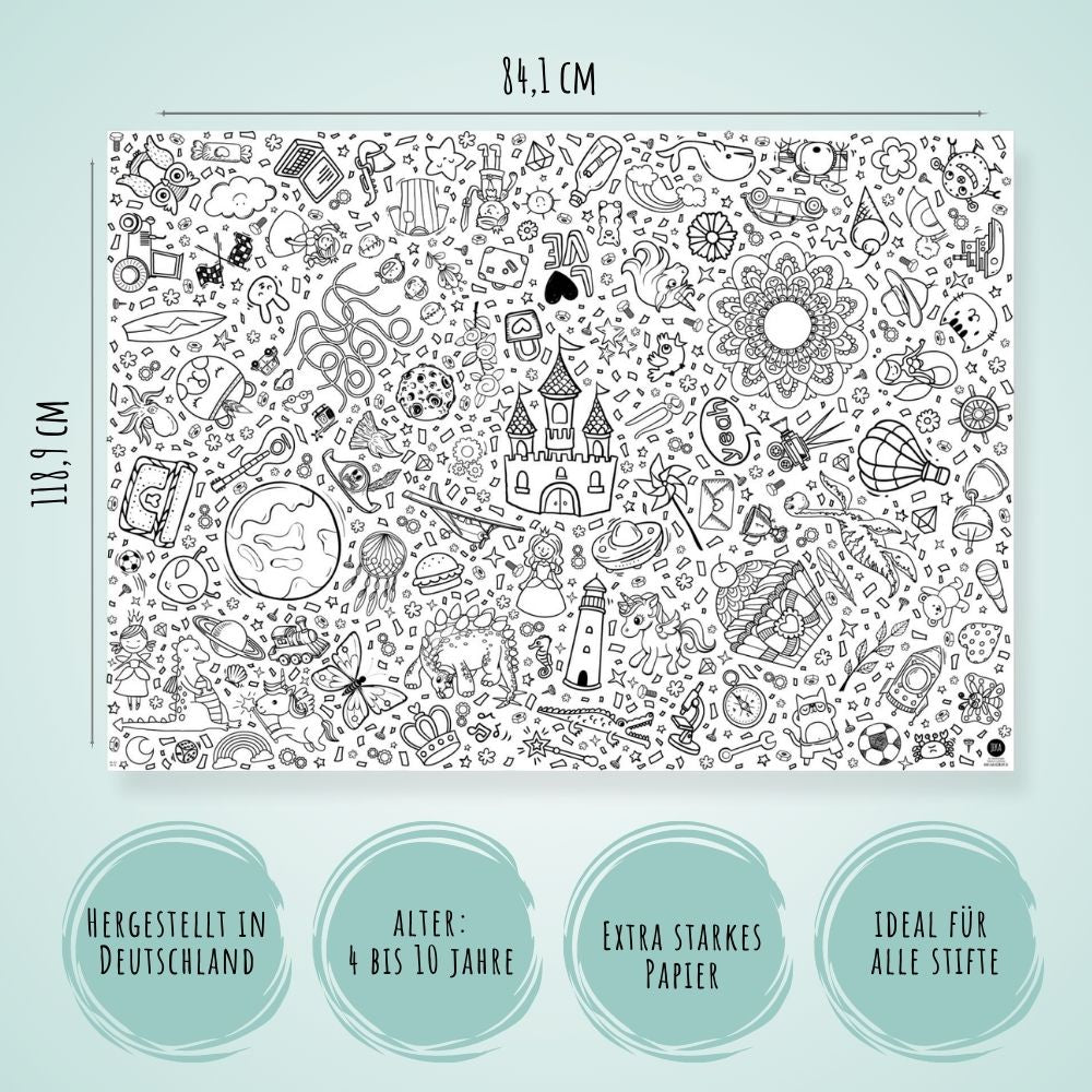 Ausmal - Tischdecke aus Papier Fantasie & Entdecker Jeka - malmichbunt.de