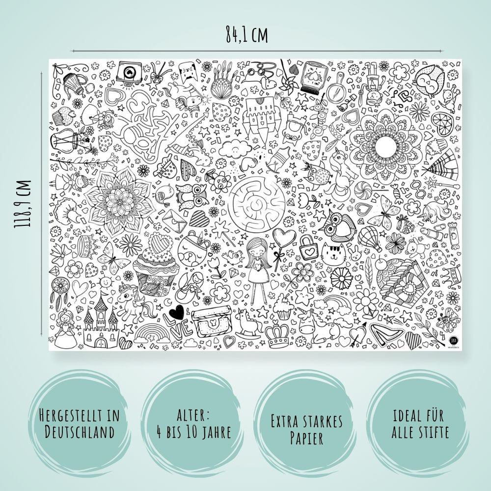 Ausmal - Tischdecke aus Papier "Fantasie" Jeka - malmichbunt.de