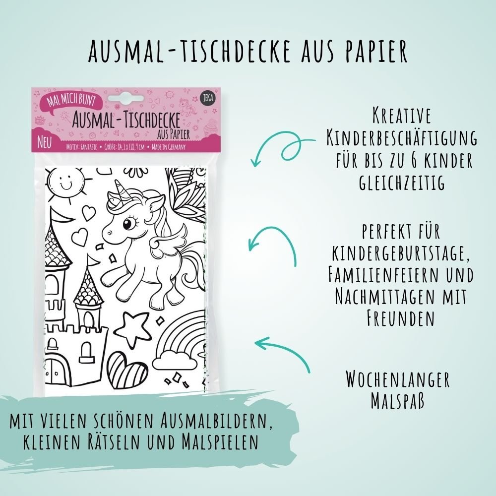 Ausmal - Tischdecke aus Papier "Fantasie" Jeka - malmichbunt.de
