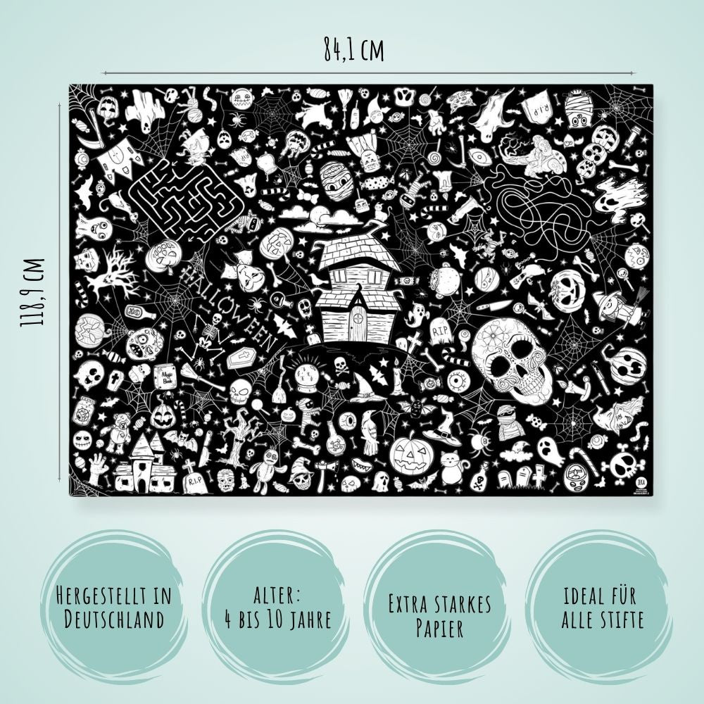 Ausmal - Tischdecke aus Papier "Halloween" Jeka - malmichbunt.de