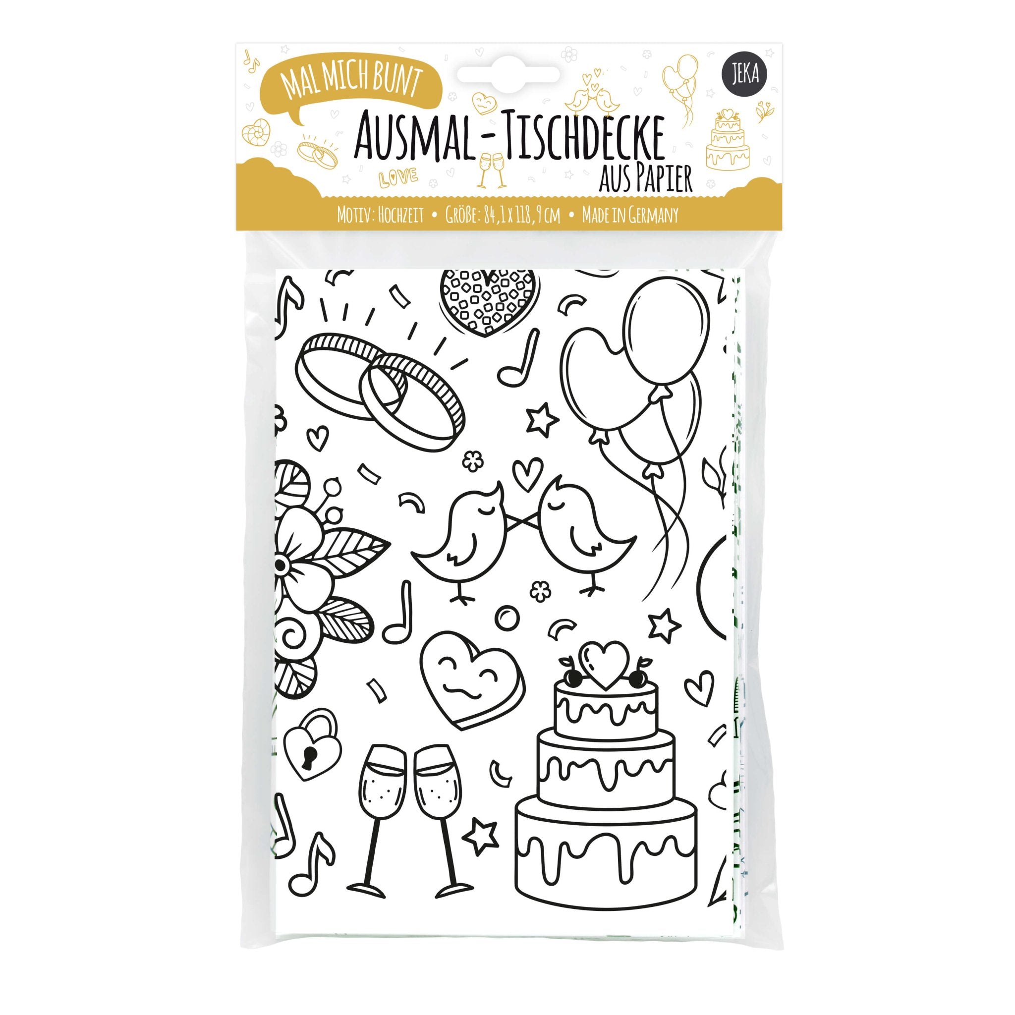 Ausmal - Tischdecke aus Papier "Hochzeit" Jeka - malmichbunt.de