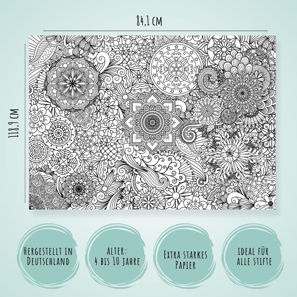 Ausmal - Tischdecke aus Papier "Mandala" Jeka - malmichbunt.de