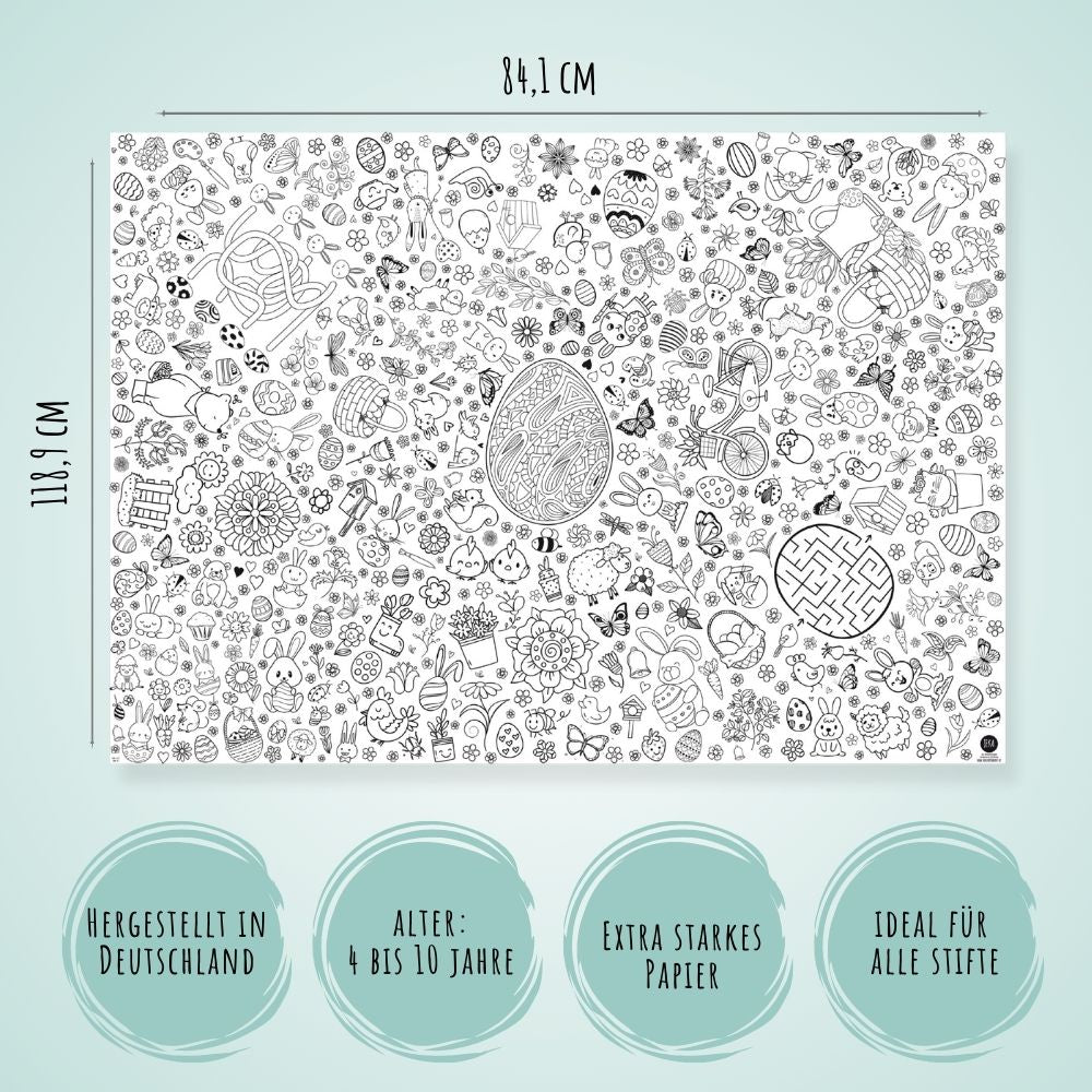 Ausmal - Tischdecke aus Papier "Ostern" Jeka - malmichbunt.de