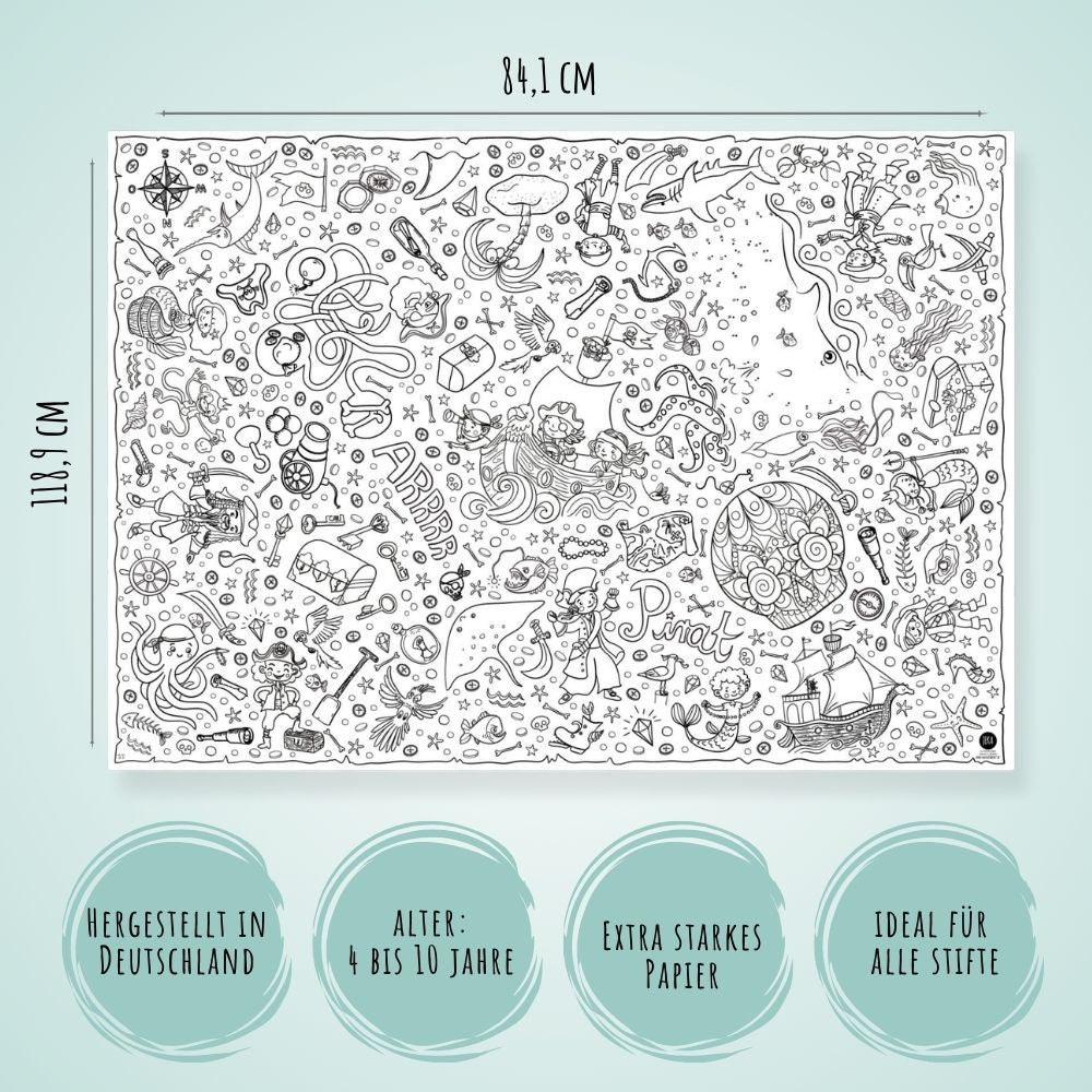 Ausmal - Tischdecke aus Papier Pirat Jeka - malmichbunt.de