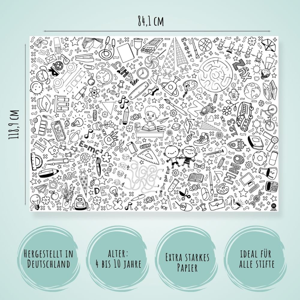 Ausmal - Tischdecke aus Papier "Schulanfang" Jeka - malmichbunt.de