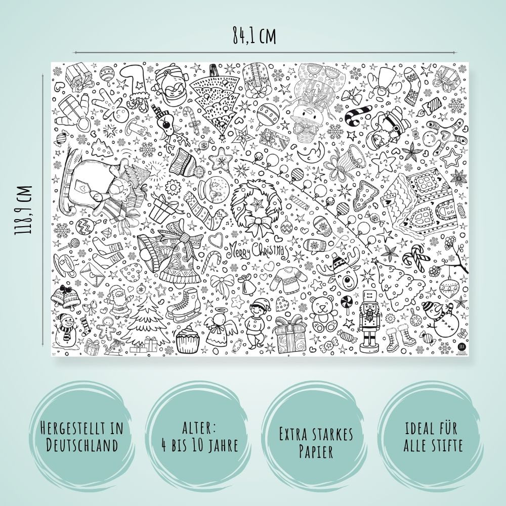 Ausmal - Tischdecke aus Papier "Weihnachten" Jeka - malmichbunt.de