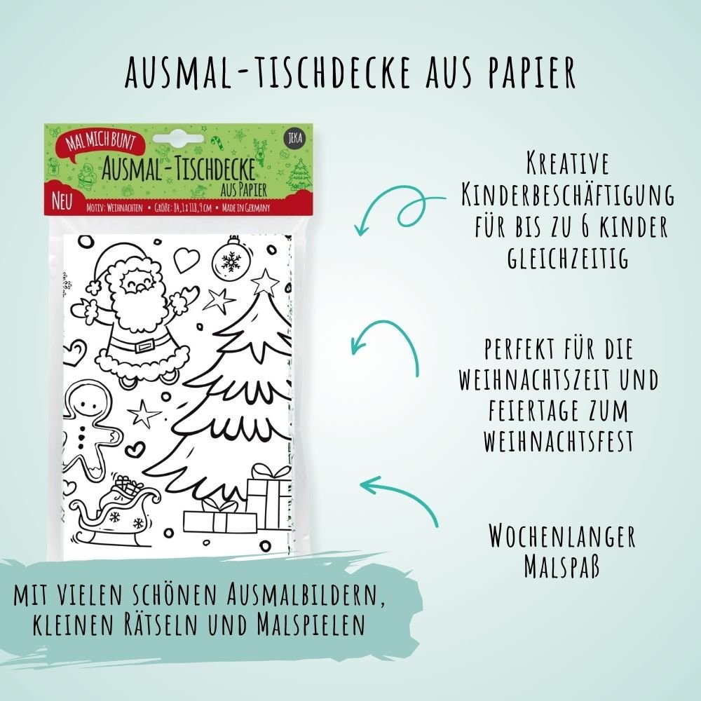Ausmal - Tischdecke aus Papier "Weihnachten" Jeka - malmichbunt.de