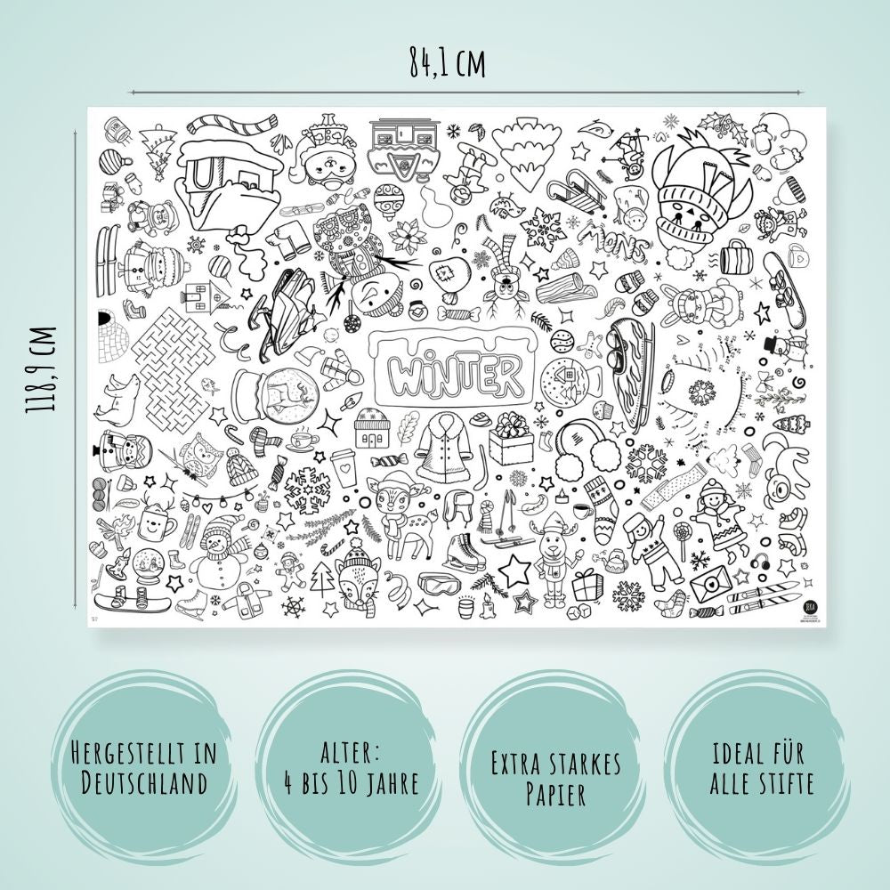 Ausmal - Tischdecke aus Papier "Winter" Jeka - malmichbunt.de