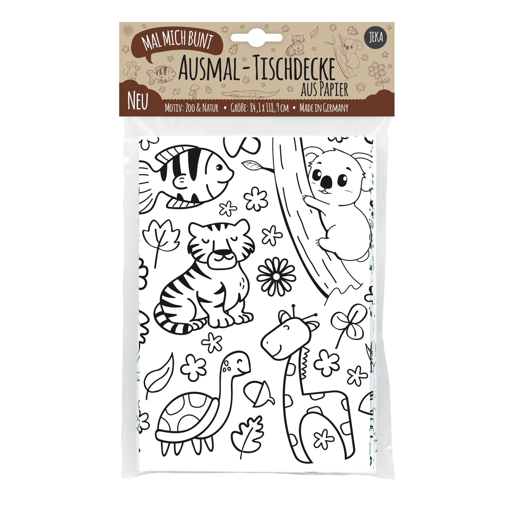 Ausmal - Tischdecke aus Papier "Zoo & Natur" Jeka - malmichbunt.de