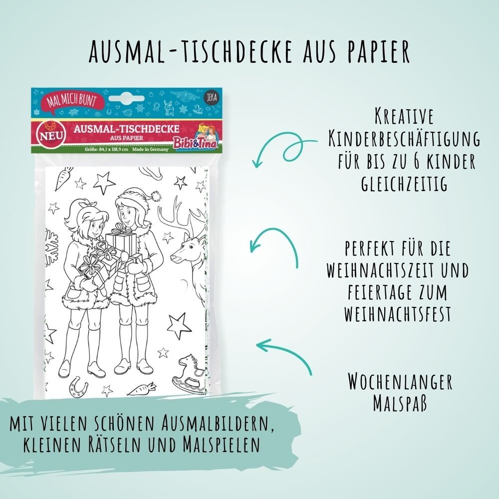Ausmal - Tischdecke Bibi & Tina Weihnachten Jeka - malmichbunt.de