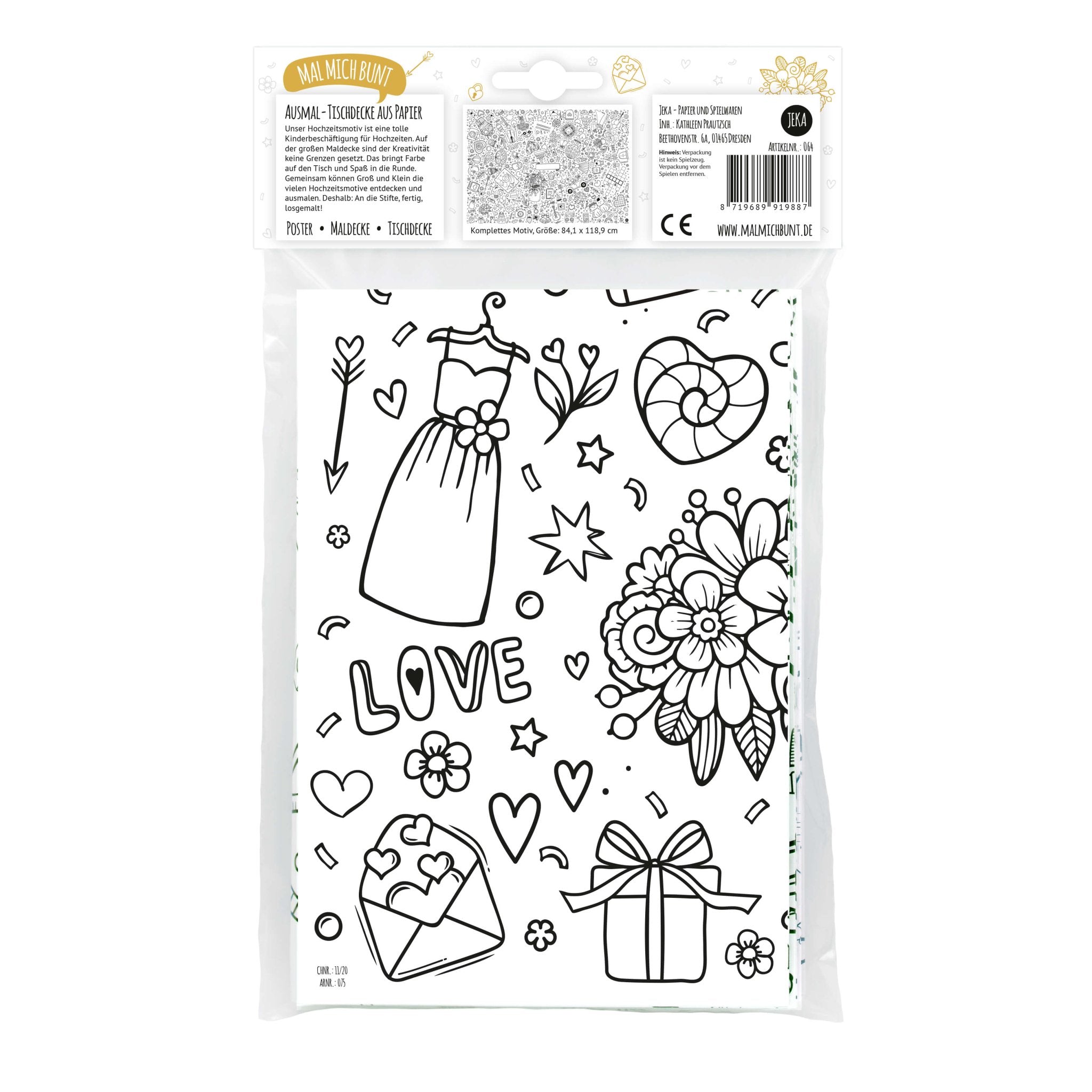 B - Ware Ausmal - Tischdecke "Hochzeit" Jeka - malmichbunt.de