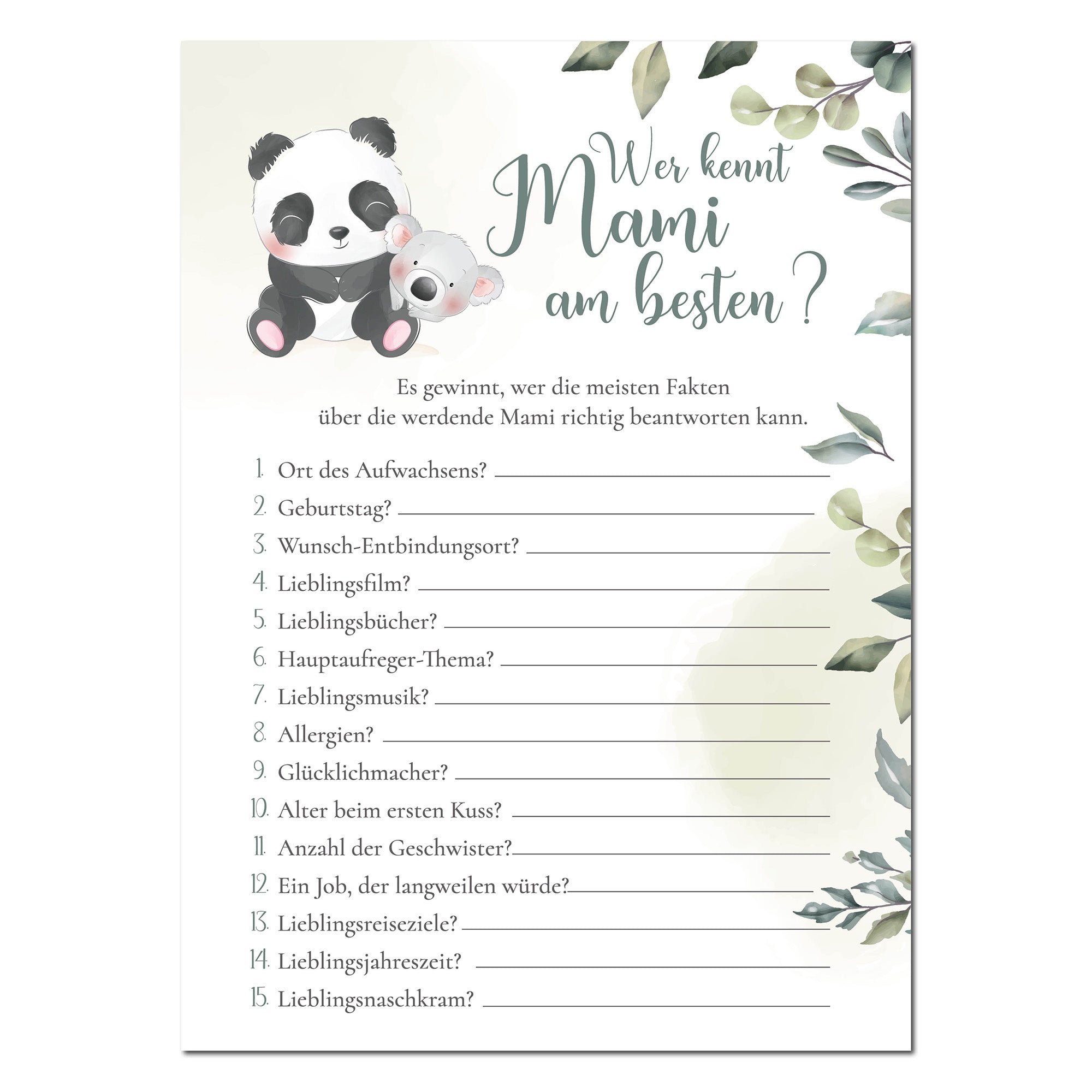 Babyparty - Spiel Wer kennt Mami am besten Jeka - malmichbunt.de