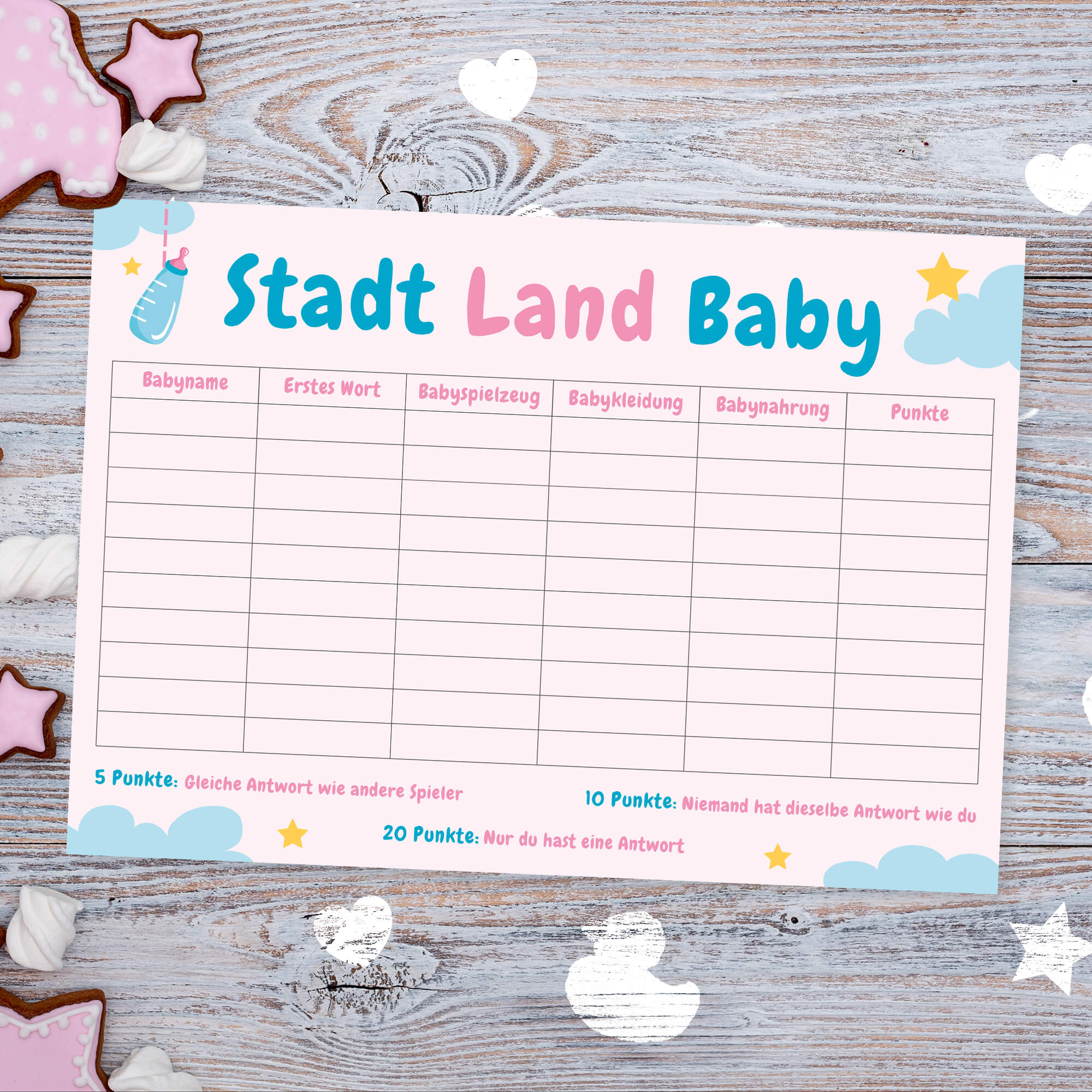 Babyparty Spiele - Set Pink/Blau Jeka - malmichbunt.de