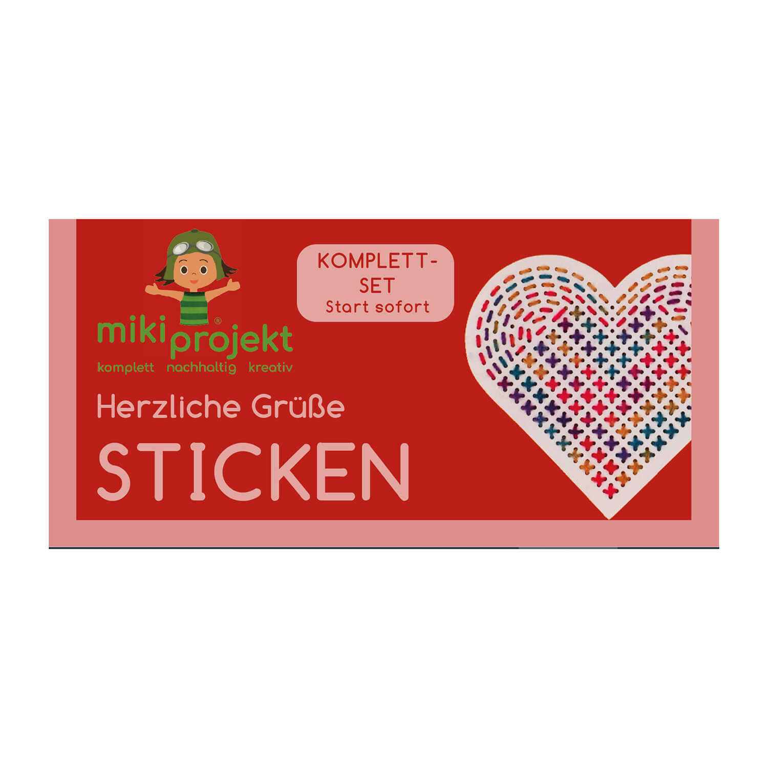 Bastelset Herz - Sticken für Kinder Mikiprojekt - malmichbunt.de