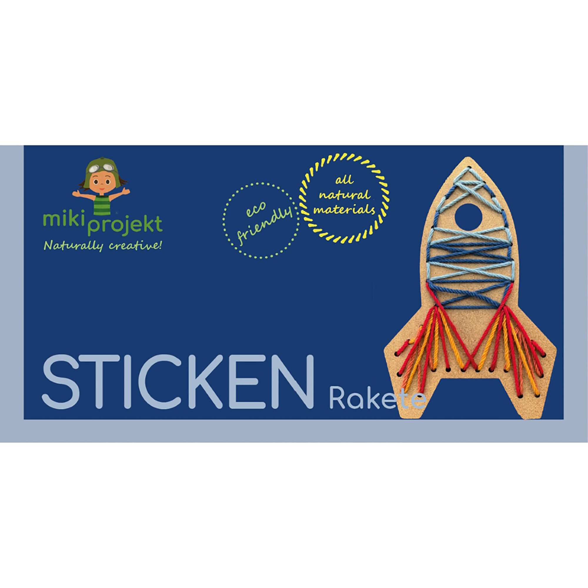 Bastelset Rakete - Sticken für Kinder Mikiprojekt - malmichbunt.de