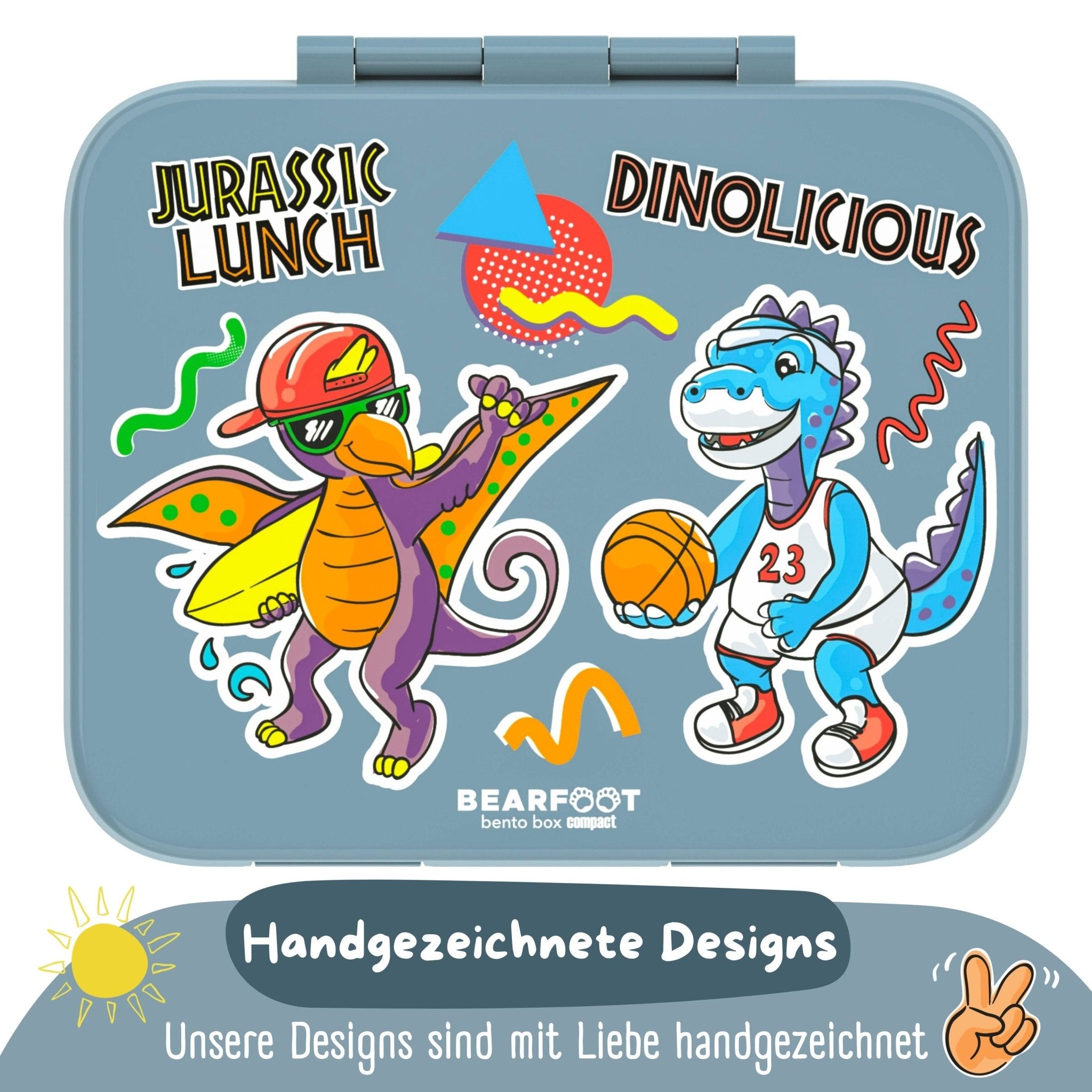 Bearfoot Bentobox Compact - Dinos blau - 1.000ml BEARFOOT - malmichbunt.de