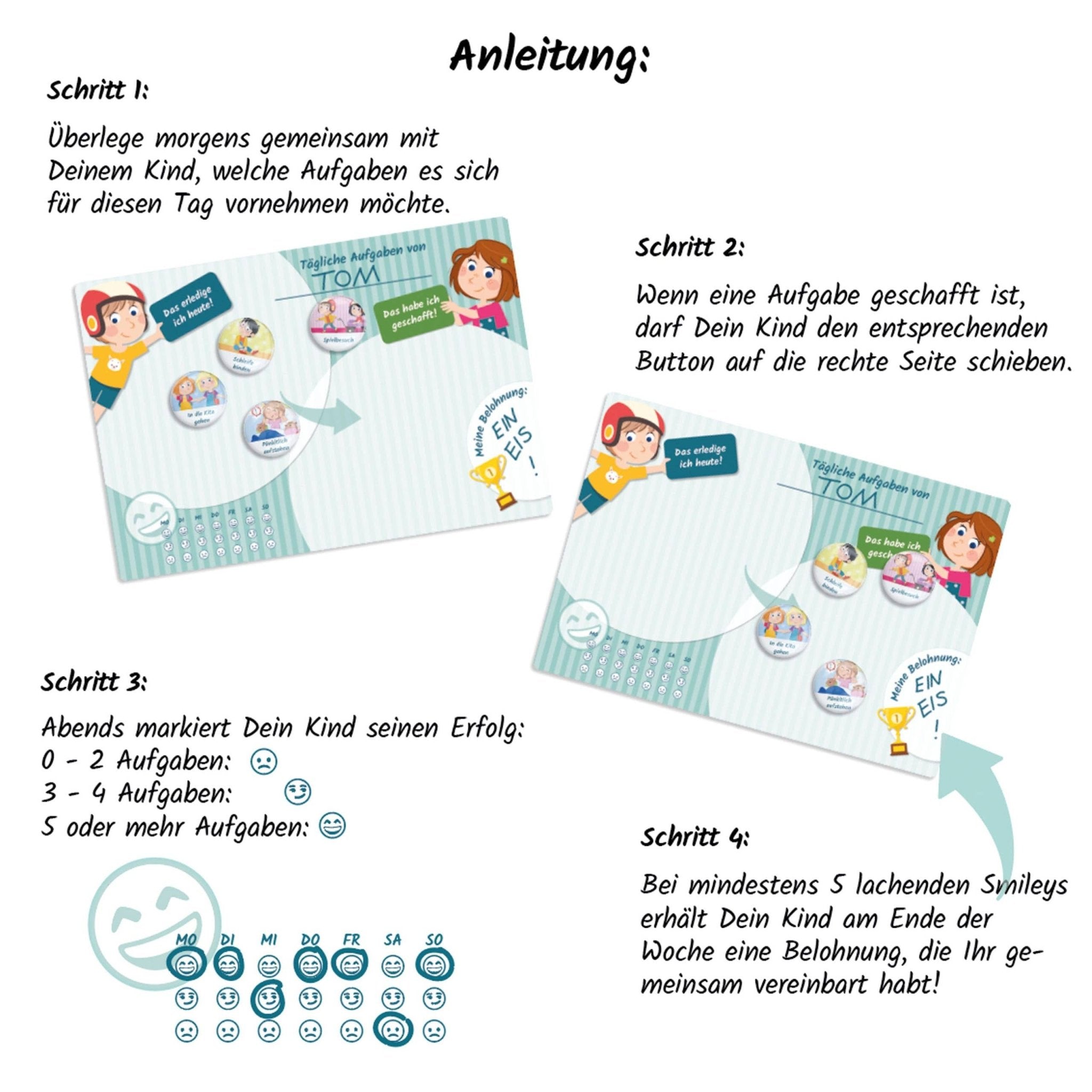 Belohnungstafel mit Magneten - Basis - Set Tagesablauf Papierdrachen - malmichbunt.de