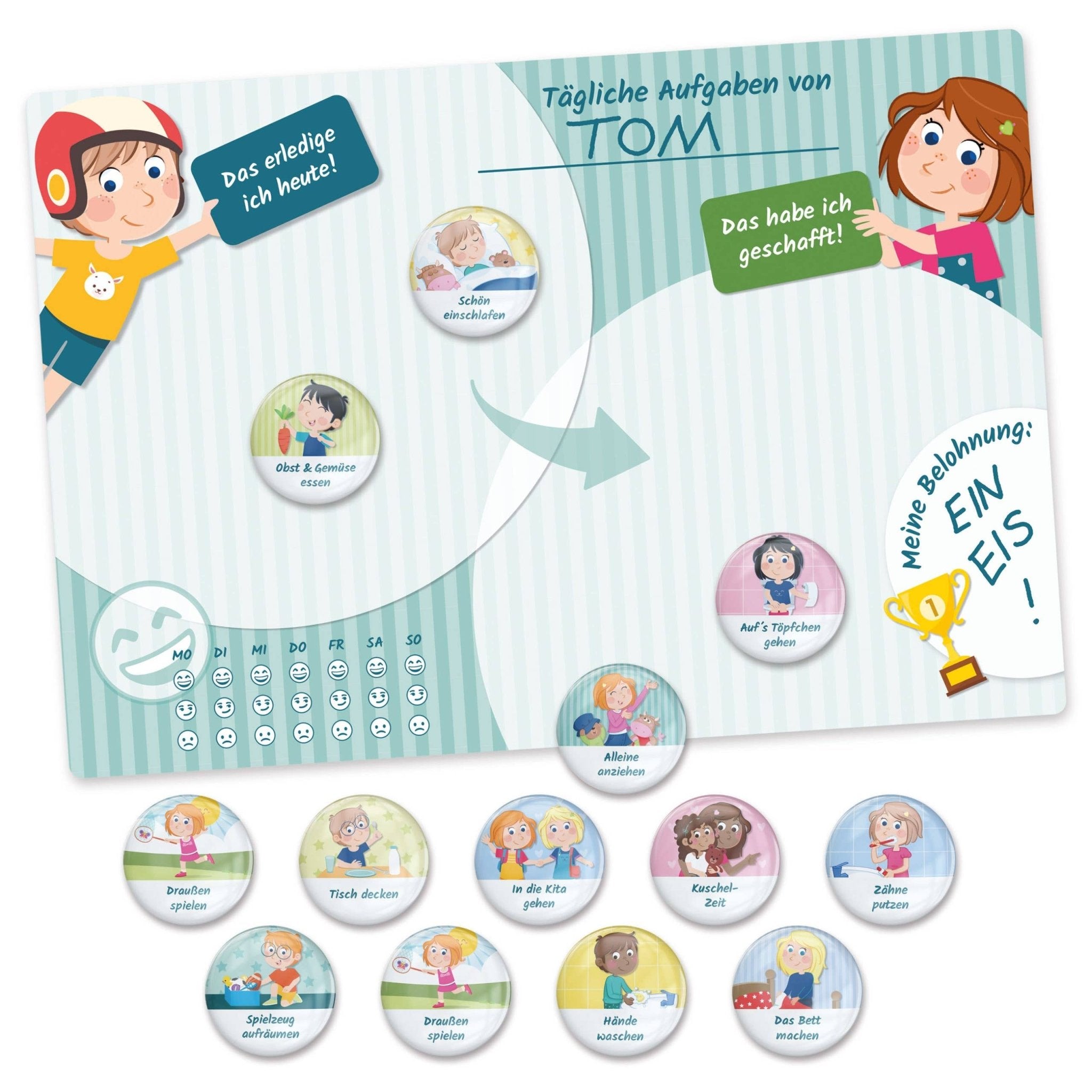 Belohnungstafel mit Magneten - Basis - Set Tagesablauf Papierdrachen - malmichbunt.de