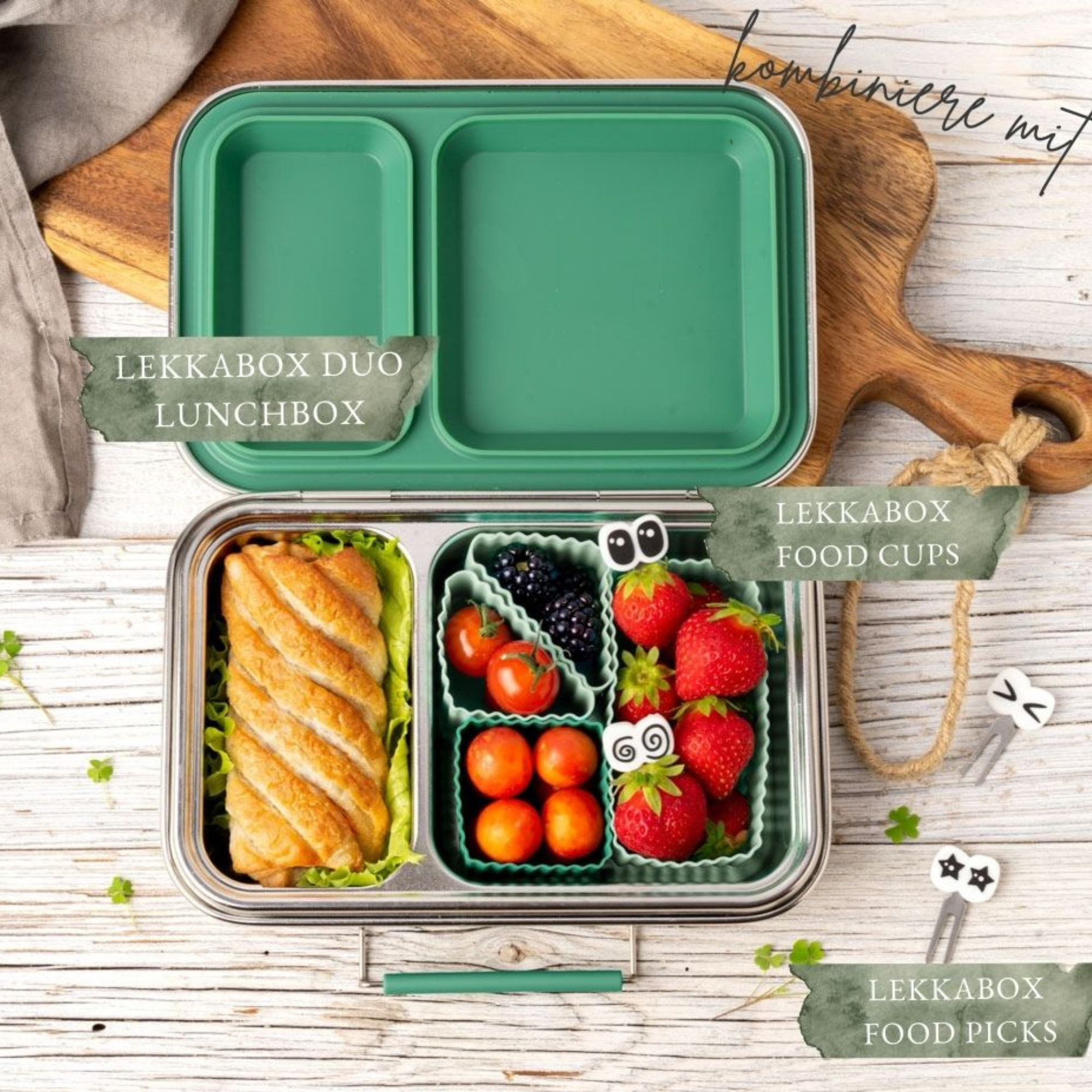 Bento Förmchen, 4er Set - LEKKABOX Cups - Forest Lekkabox - malmichbunt.de