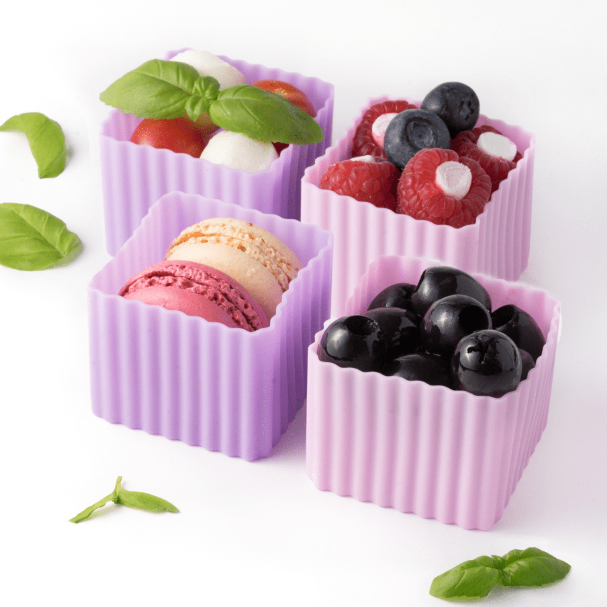 Bento Förmchen, 4er Set - LEKKABOX Cups - Rosa/Flieder Lekkabox - malmichbunt.de