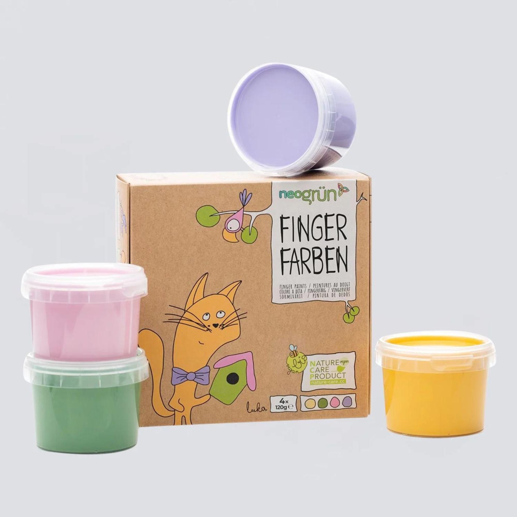 Bio Fingerfarben 4er Set "Luka" neoGRÜN - malmichbunt.de