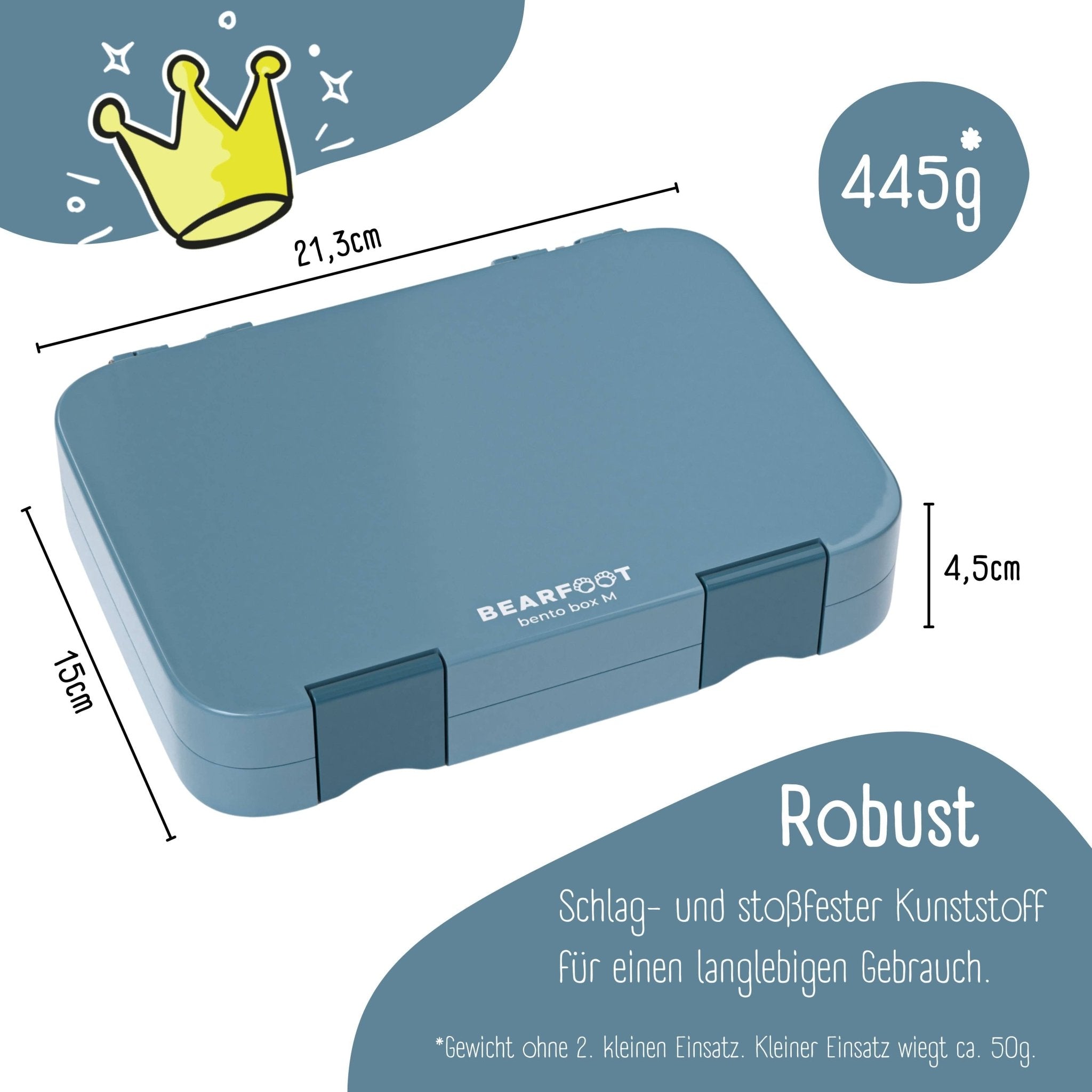 Brotdose Kinder mit Fächern, Lunchbox, Bento box - Blau BEARFOOT - malmichbunt.de