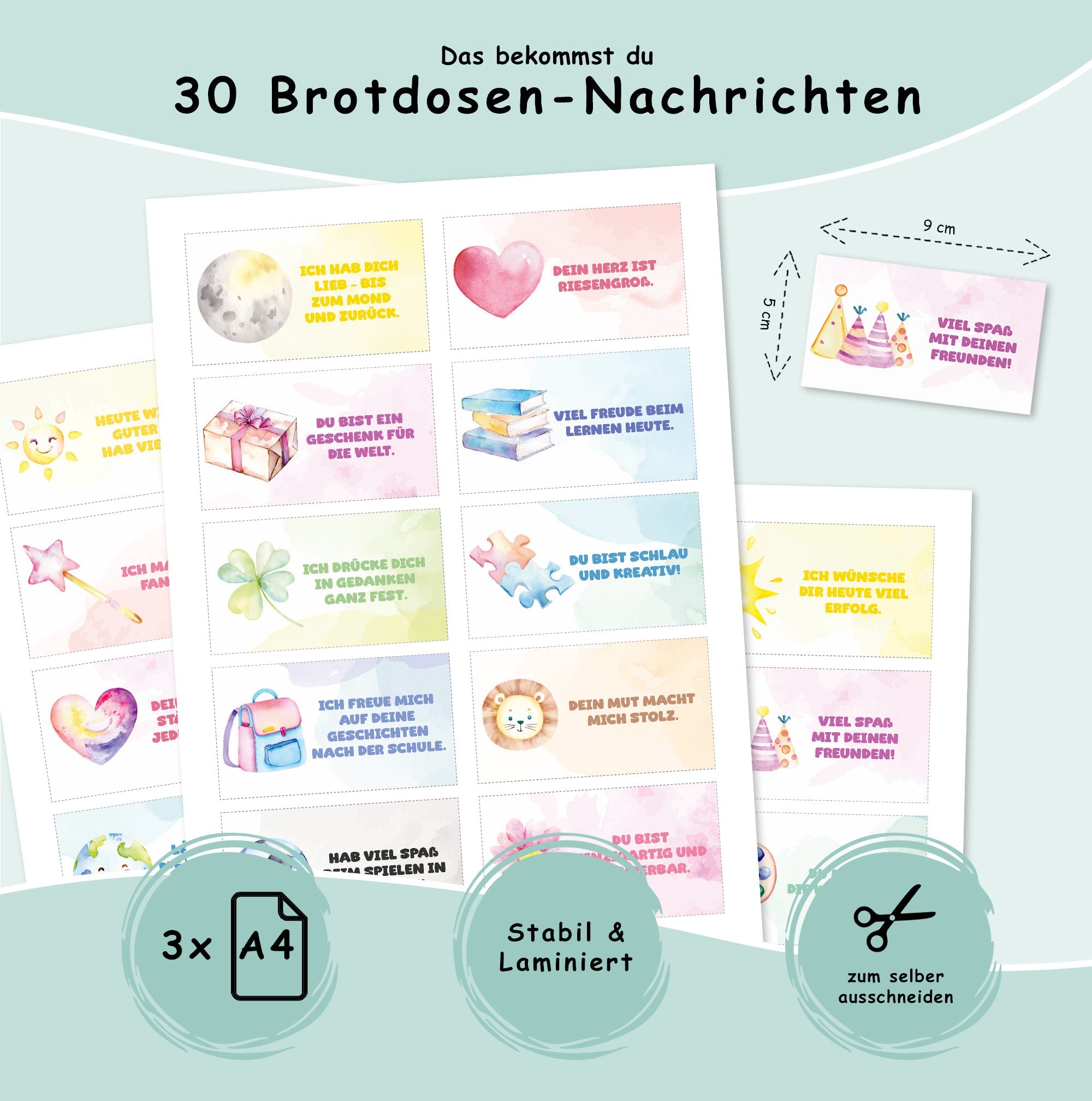 Brotdosenkarten für Kinder - Aquarell Jeka - malmichbunt.de