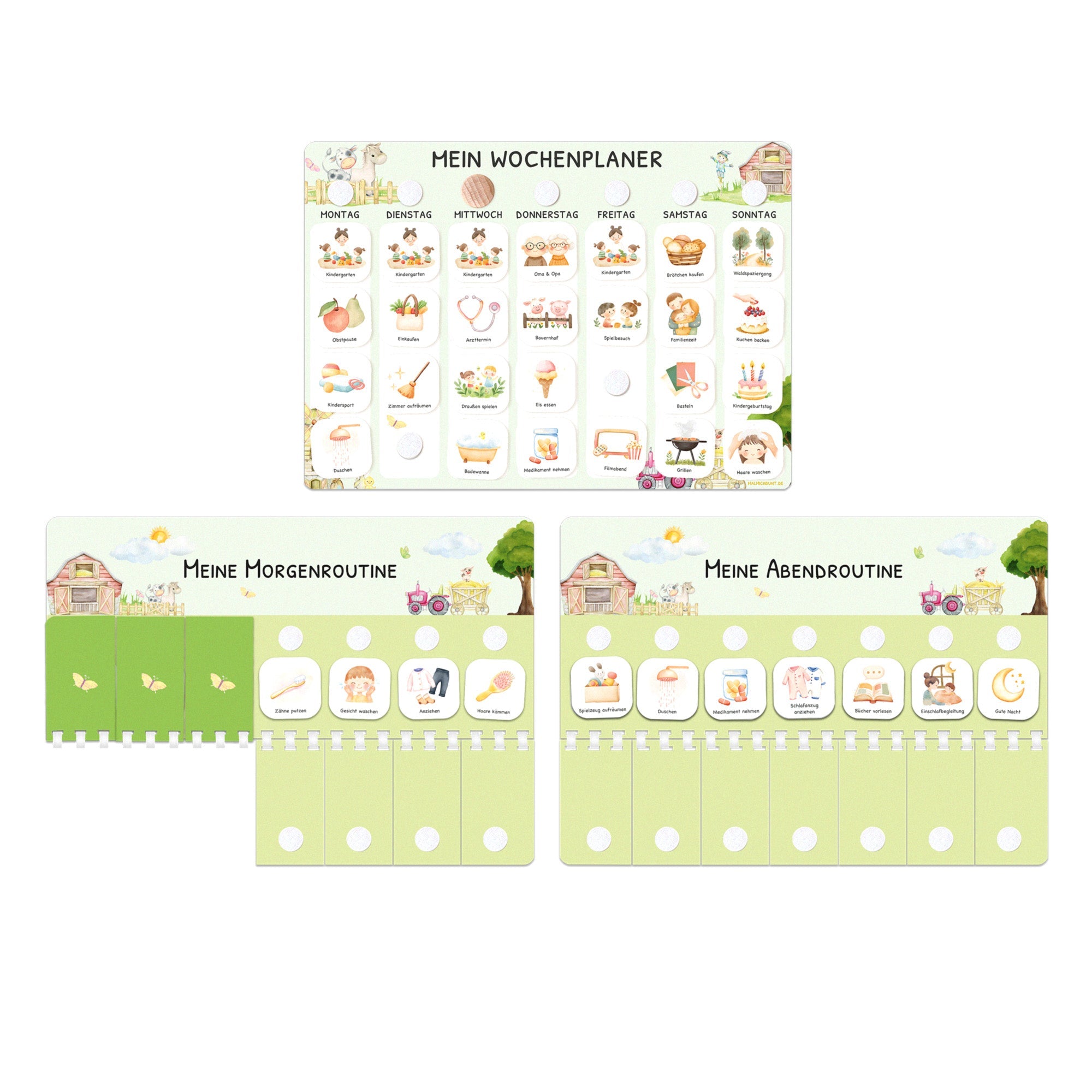 Bundle: Wochenplaner + Morgenroutine + Abendroutine - Bauernhof Jeka - malmichbunt.de