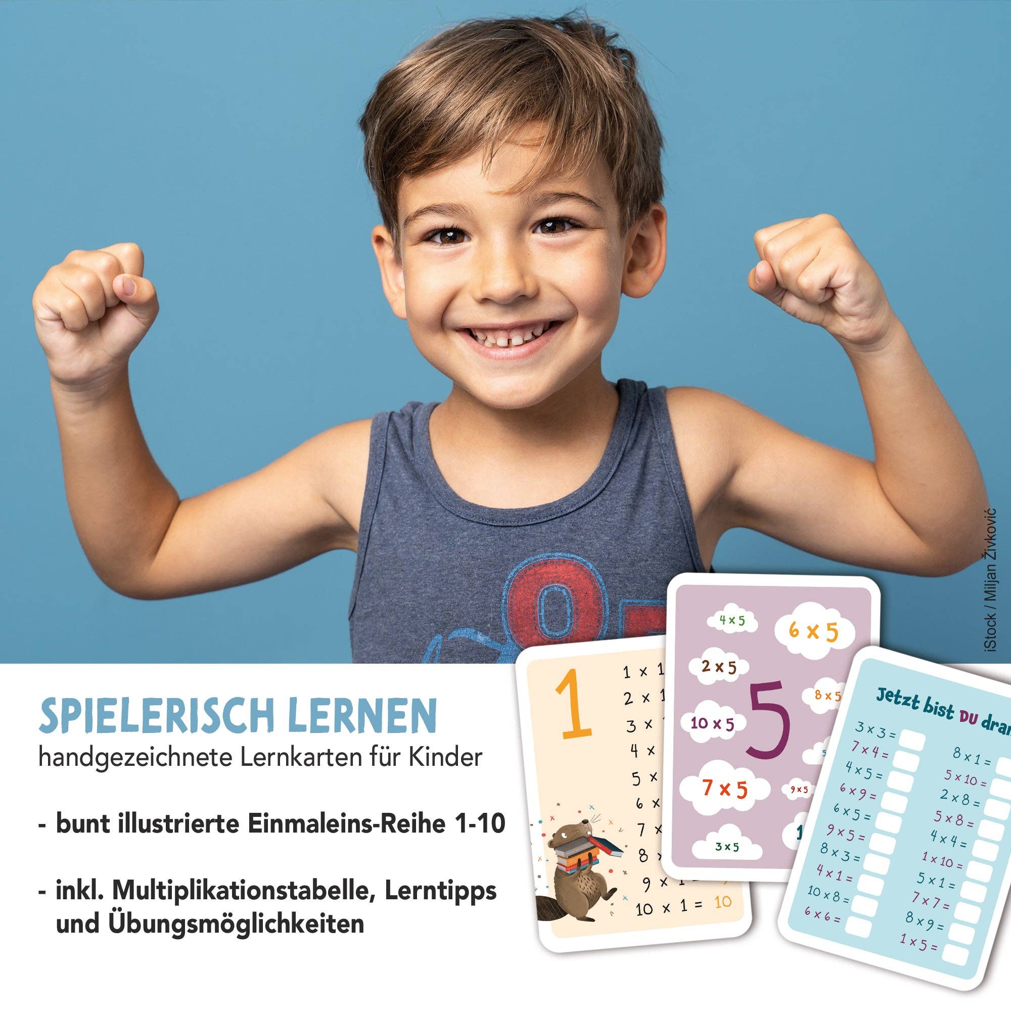 Das kleine Einmaleins – Lernkarten 1–10 für Kinder Rüsselfuchs - malmichbunt.de