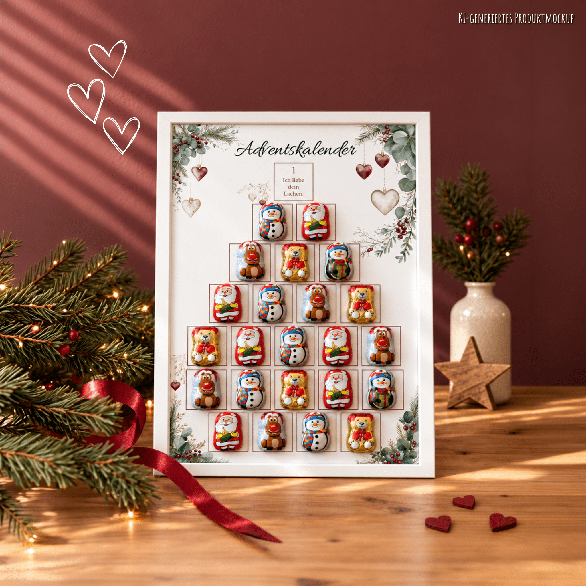 DIY Adventskalender im Bilderrahmen zum Ausdrucken für Partner/in- 3 DIN-A4-Vorlagen Jeka - malmichbunt.de