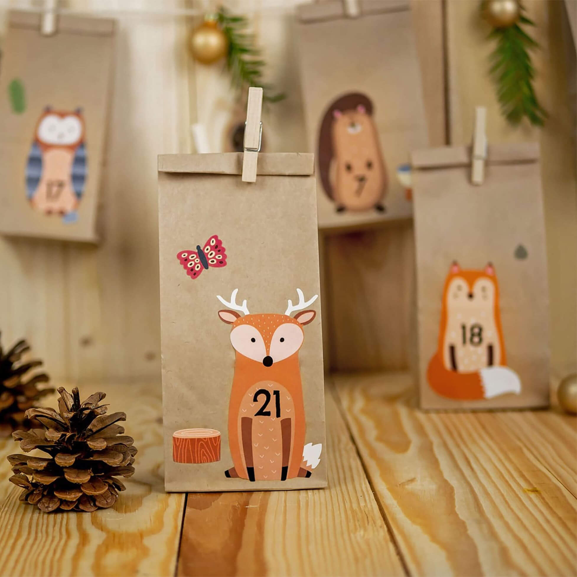 DIY Adventskalender zum Befüllen - Waldtiere malmichbunt.de - malmichbunt.de