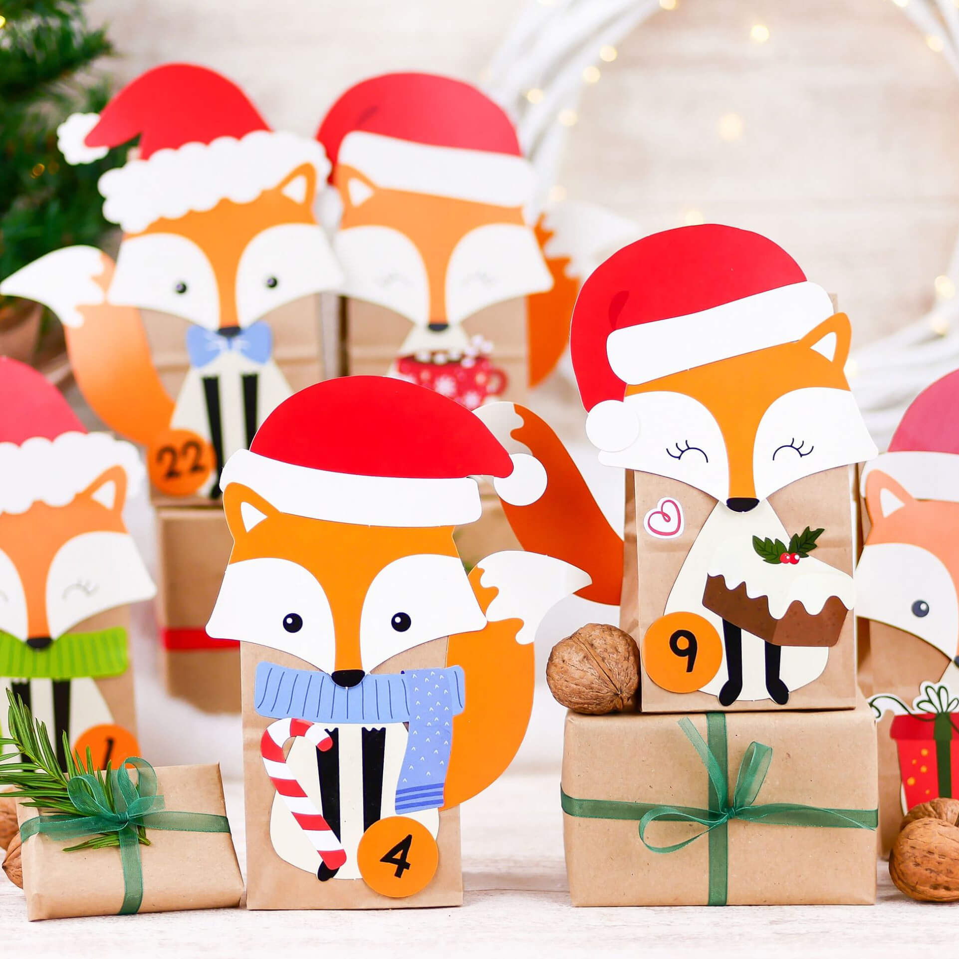 DIY Füchse Adventskalender Papierdrachen Papierdrachen - malmichbunt.de