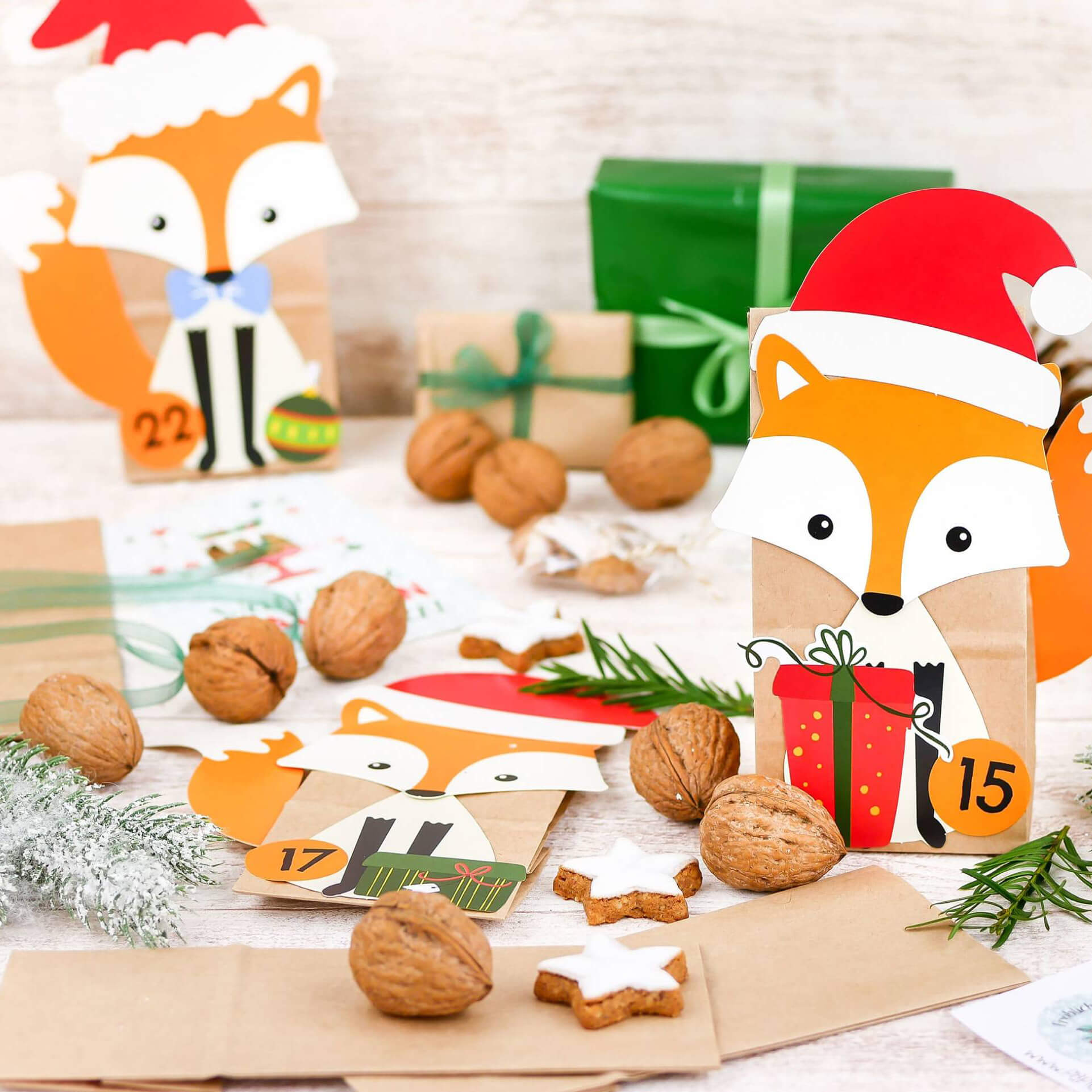 DIY Füchse Adventskalender Papierdrachen Papierdrachen - malmichbunt.de