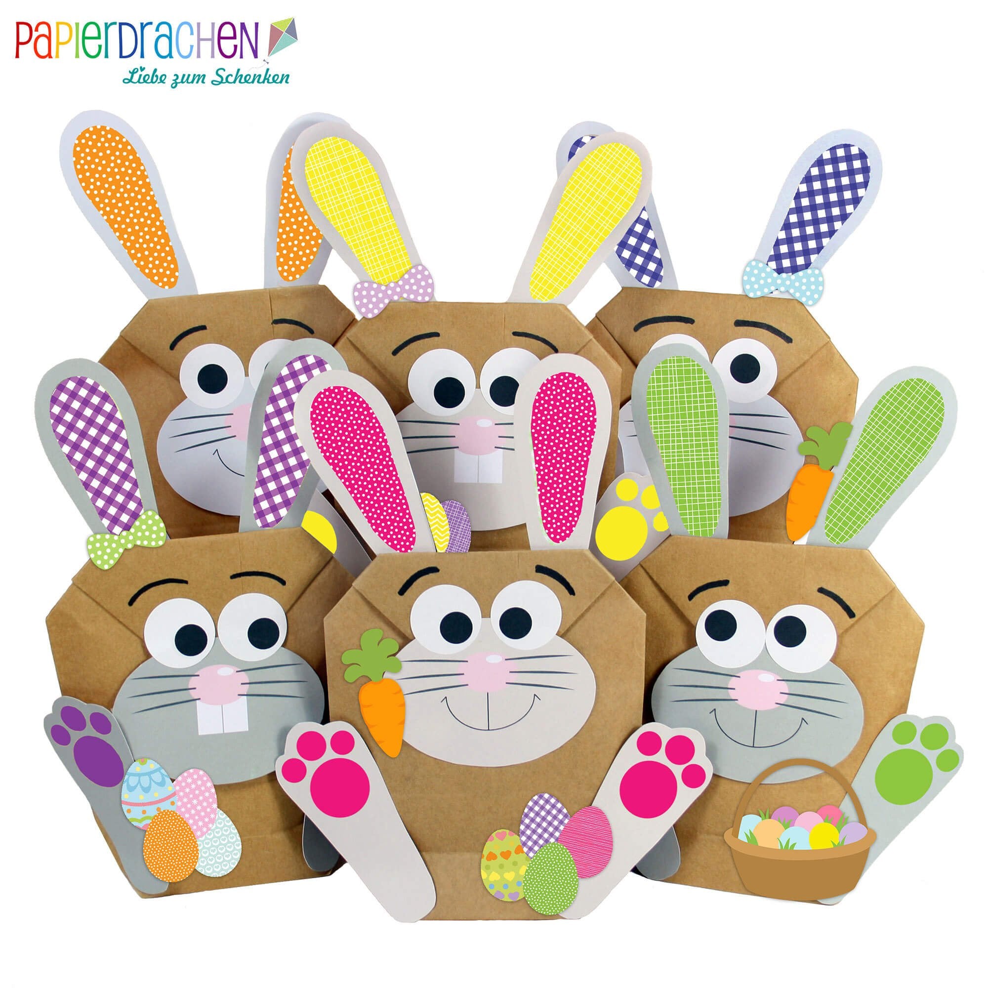 DIY Osterhasen zum Basteln Papierdrachen - malmichbunt.de