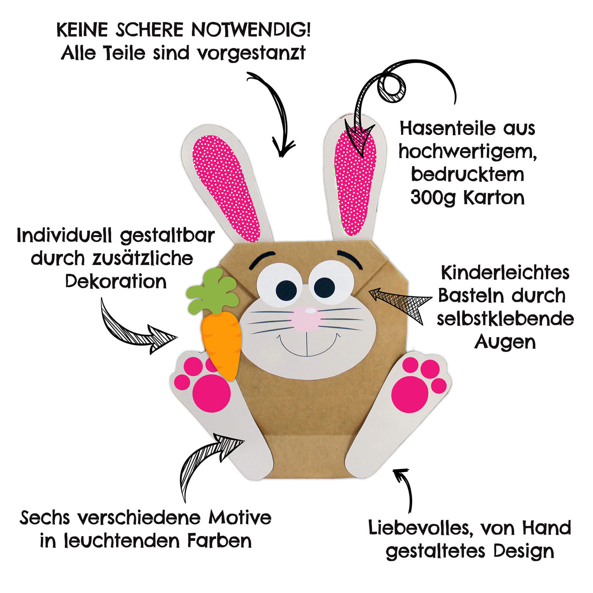 DIY Osterhasen zum Basteln Papierdrachen - malmichbunt.de