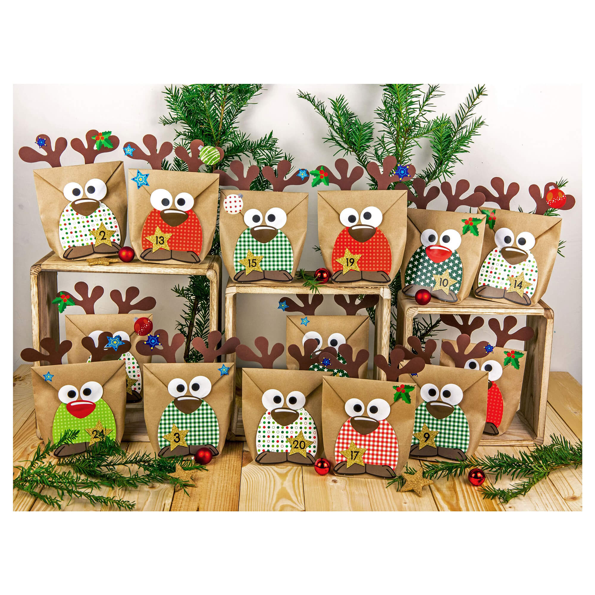 DIY Rentier Adventskalender Papierdrachen Papierdrachen - malmichbunt.de