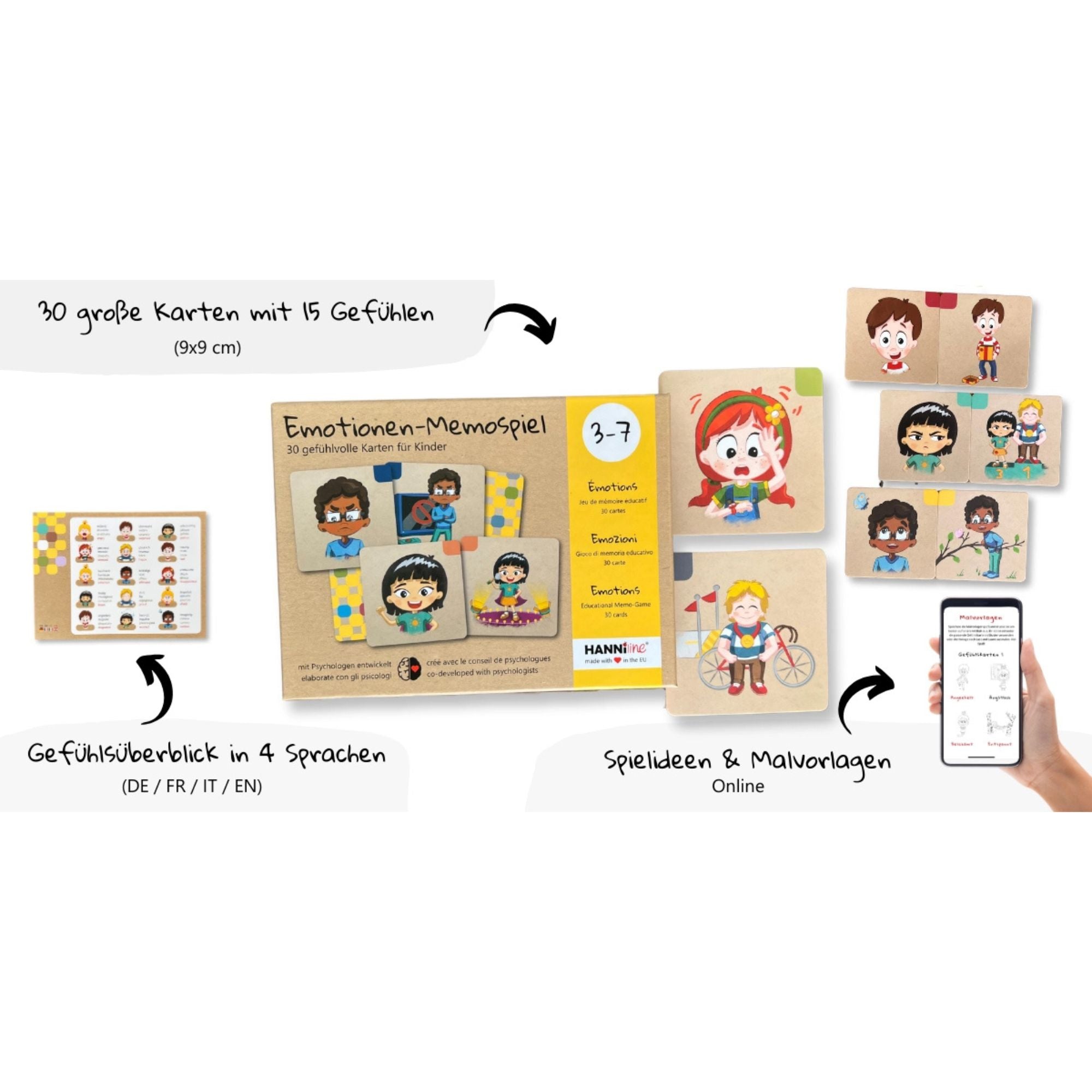 Emotionen - Memospiel (3 - 7 Jahre) HANNIline - malmichbunt.de