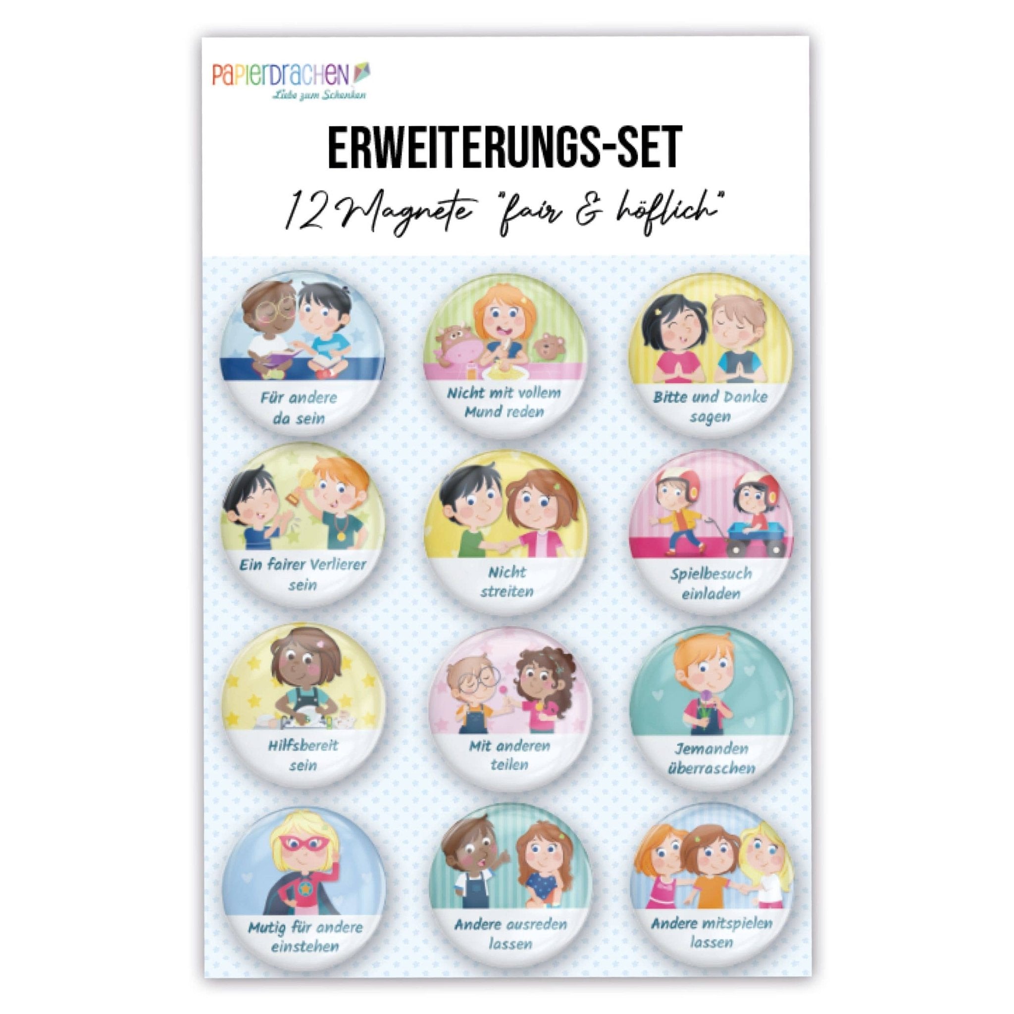 Erweiterungs - Set für Magnettafel "Fair und höflich" Papierdrachen - malmichbunt.de