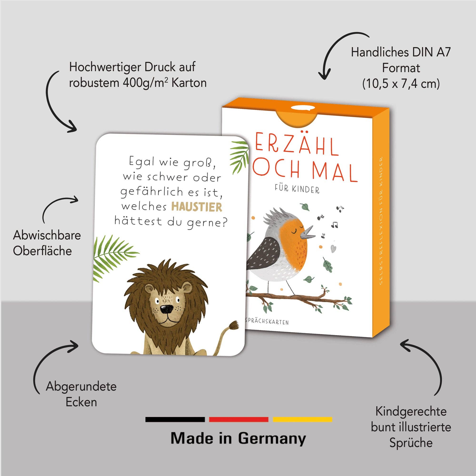 Erzähl doch mal – Gesprächskarten für Kinder Rüsselfuchs - malmichbunt.de