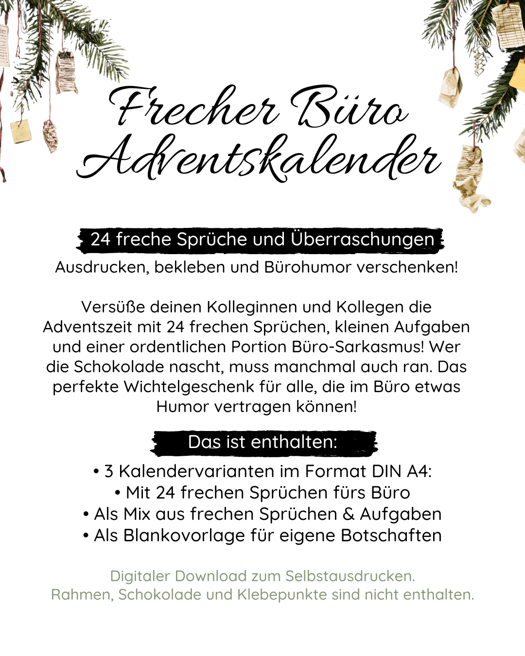 Frecher Büro Adventskalender zum Ausdrucken – PDF zum Download Jeka - malmichbunt.de
