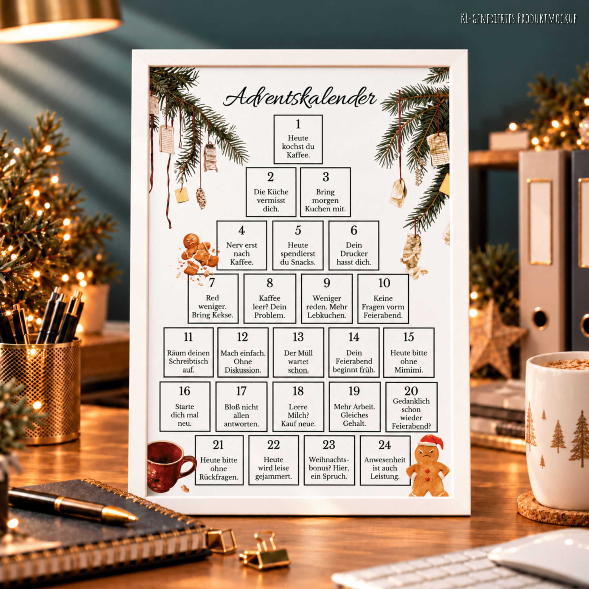 Frecher Büro Adventskalender zum Ausdrucken – PDF zum Download Jeka - malmichbunt.de