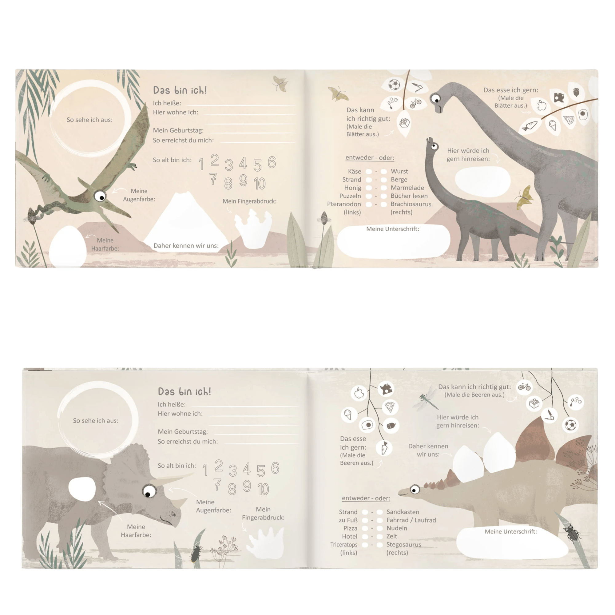 Freundebuch - alle meine Freunde "Dinos" Fräulein Elvira - malmichbunt.de