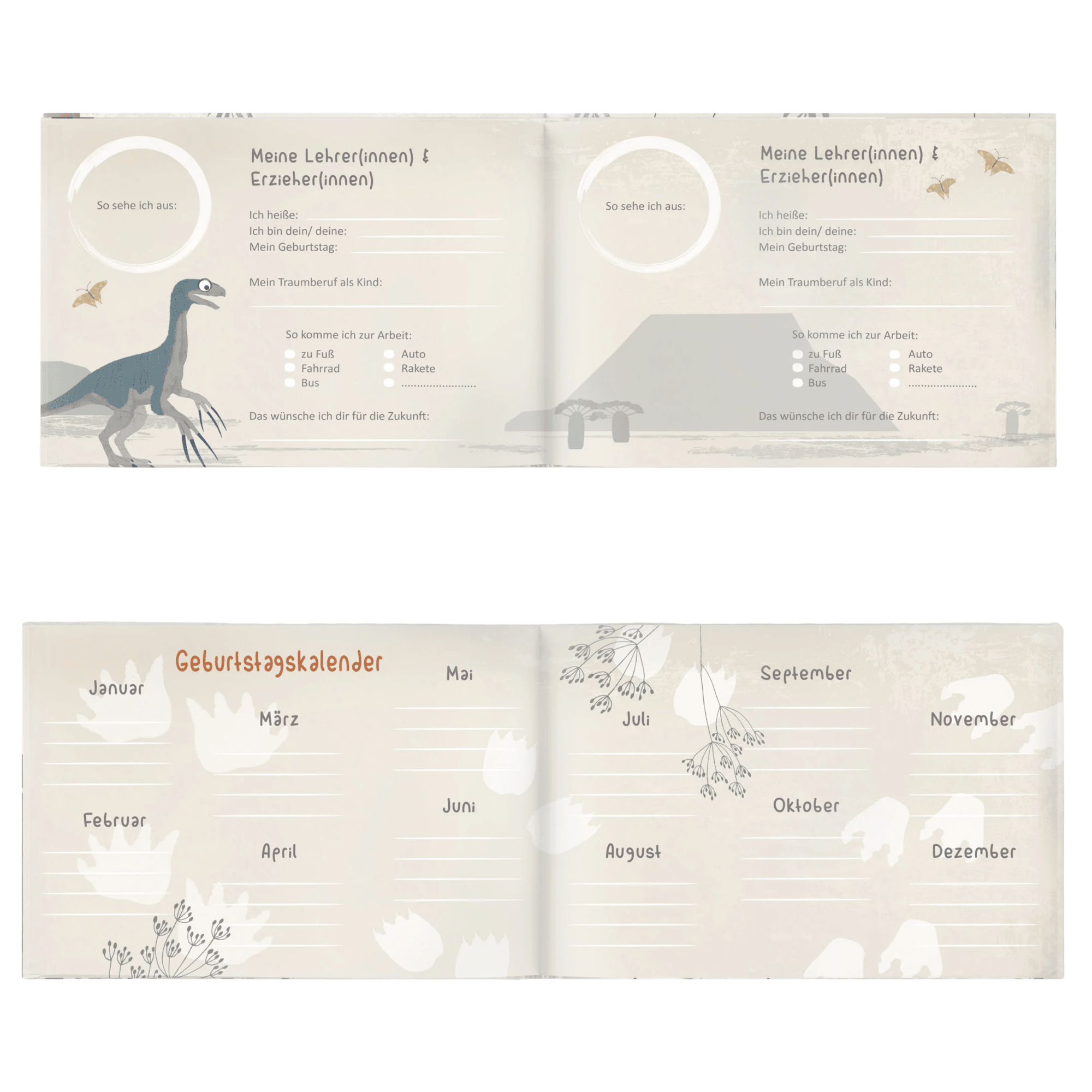 Freundebuch - alle meine Freunde "Dinos" Fräulein Elvira - malmichbunt.de