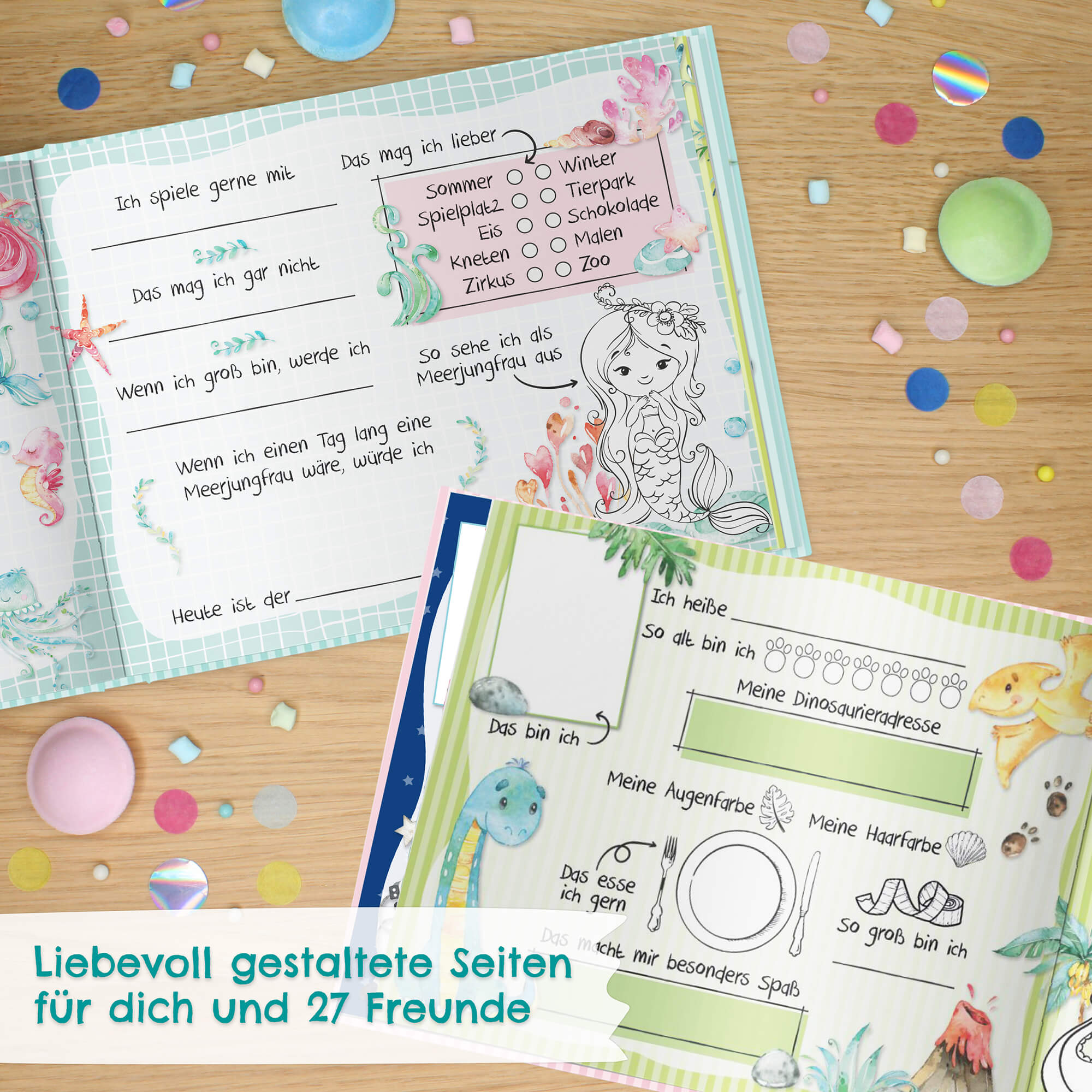 Freundebuch Kindergarten - Türkis Papierdrachen - malmichbunt.de