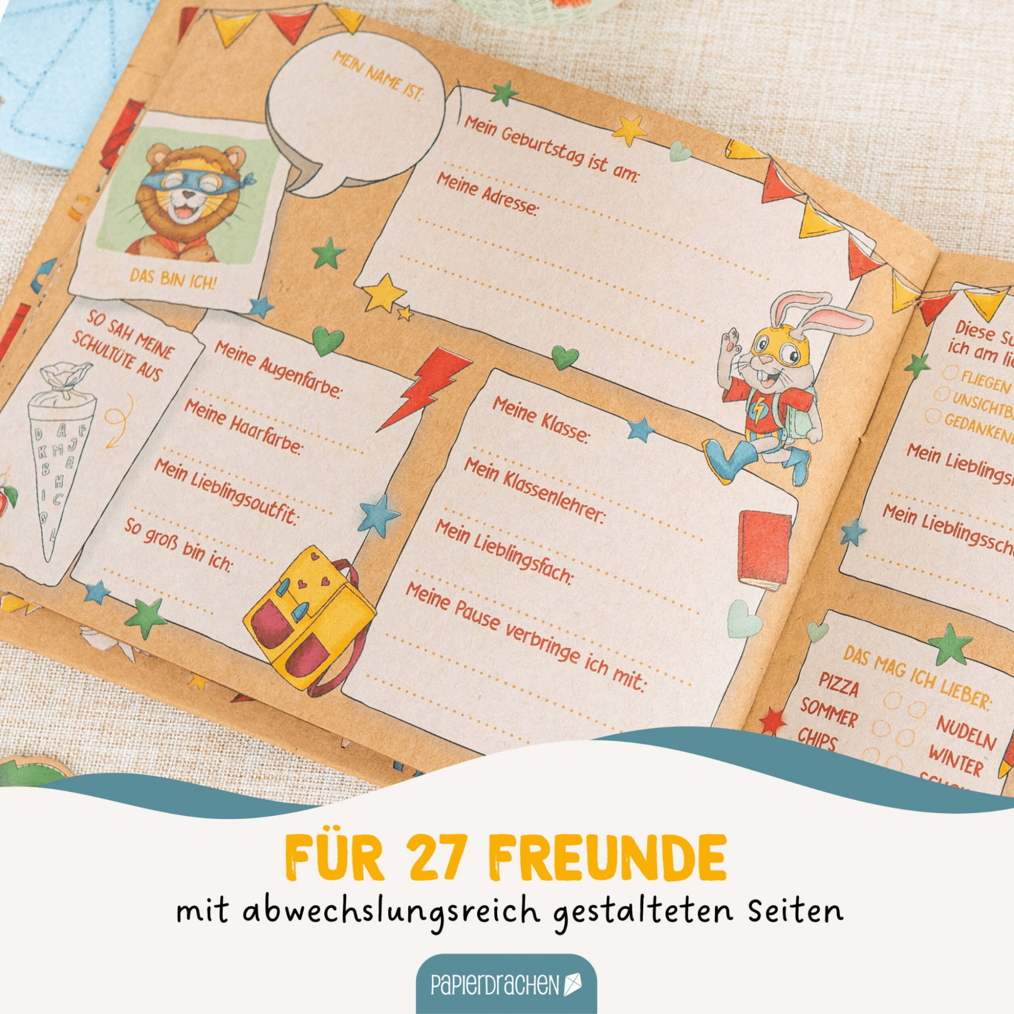 Freundebuch - meine Superfreunde Papierdrachen - malmichbunt.de