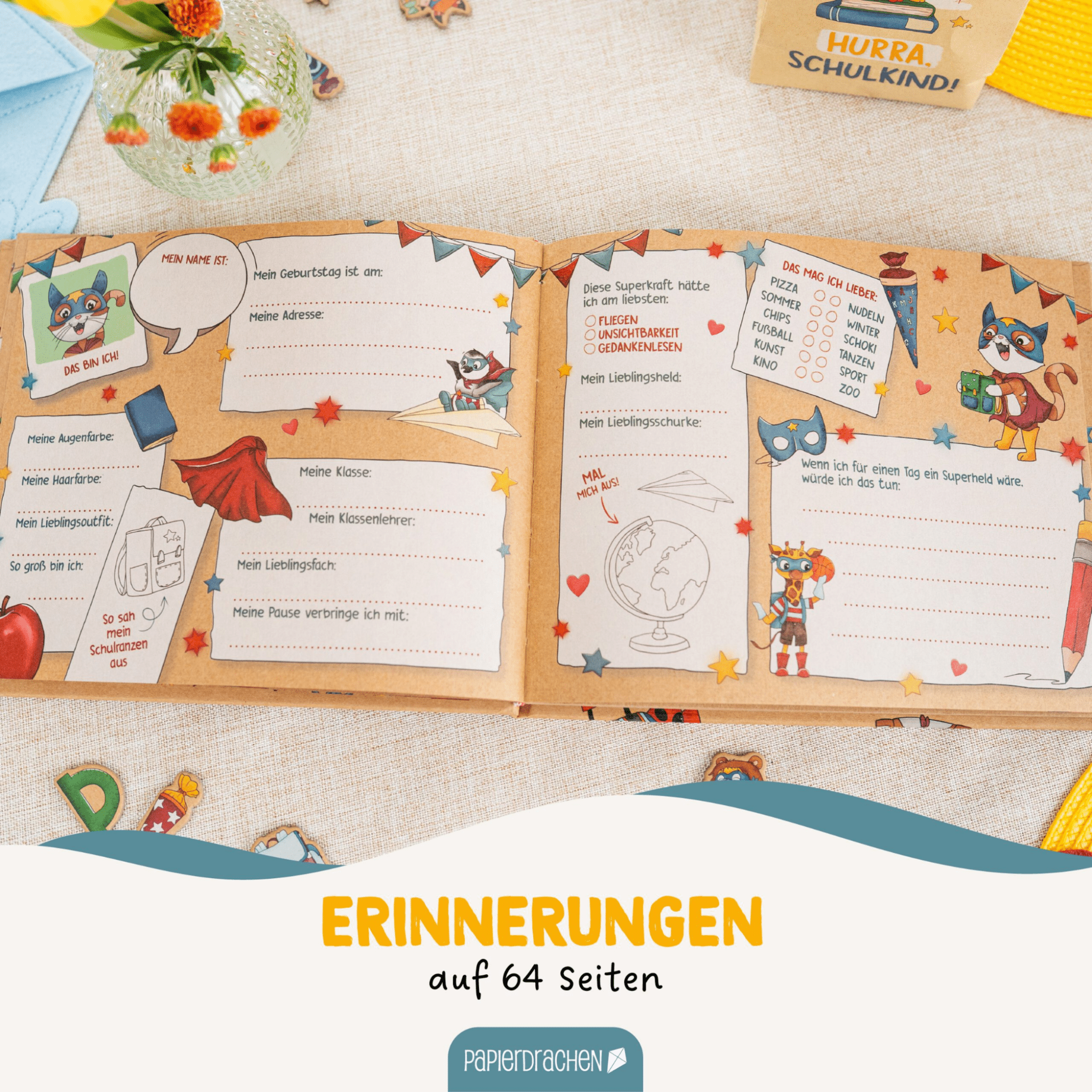 Freundebuch - meine Superfreunde Papierdrachen - malmichbunt.de