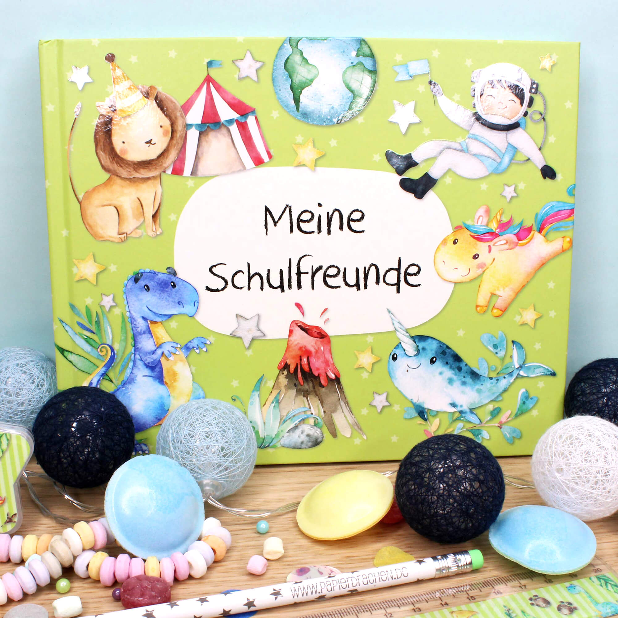 Freundebuch Schule - Grün Papierdrachen - malmichbunt.de